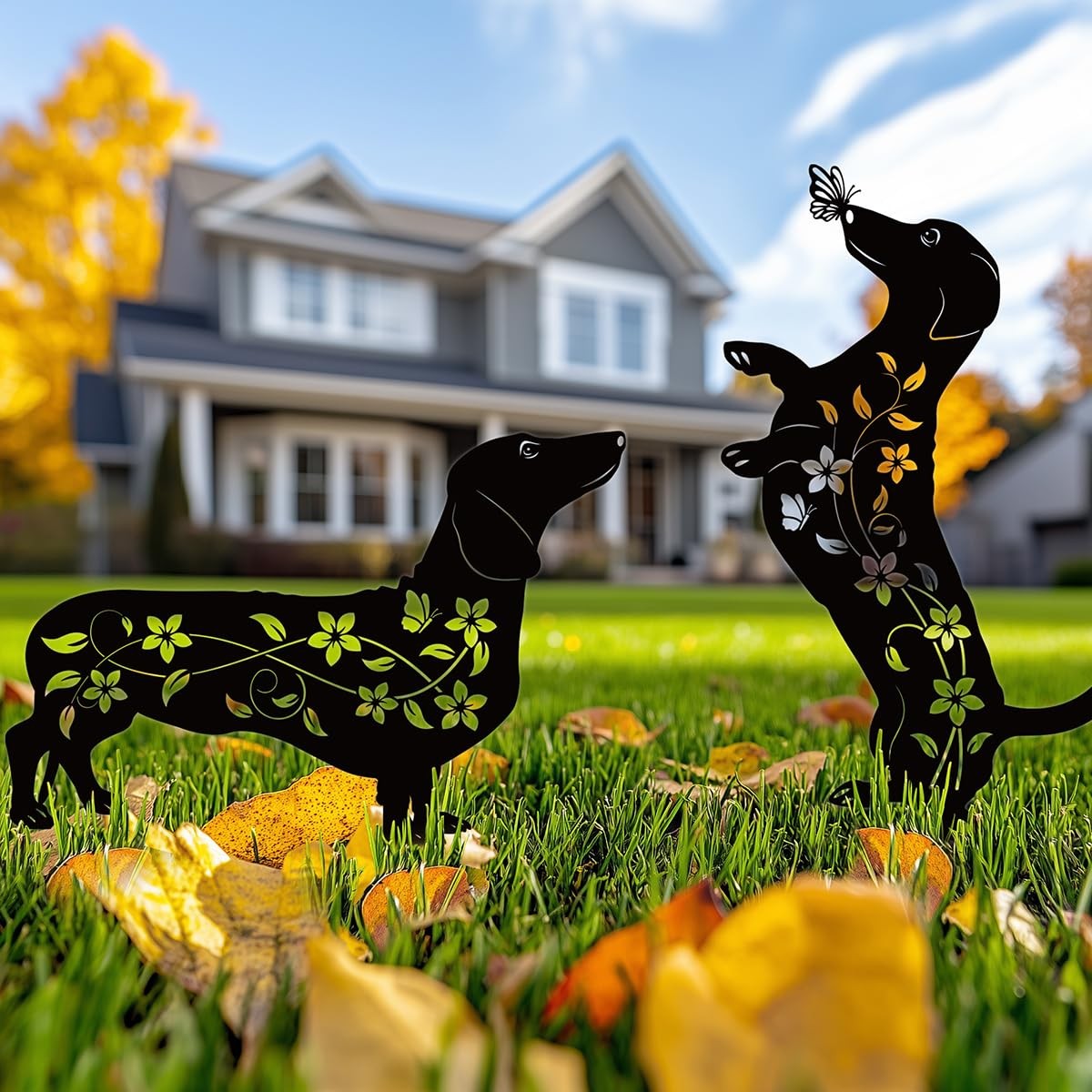Dachshund Garden Decor Rust Proof Metal Stakes for Yard and Patio