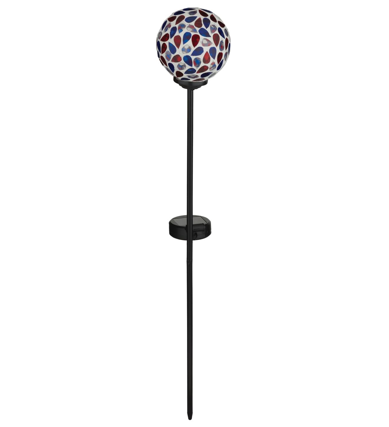 Americana Mosaic Solar Stake Set of 2, Patriotic Outdoor Garden Lighting, Wea…