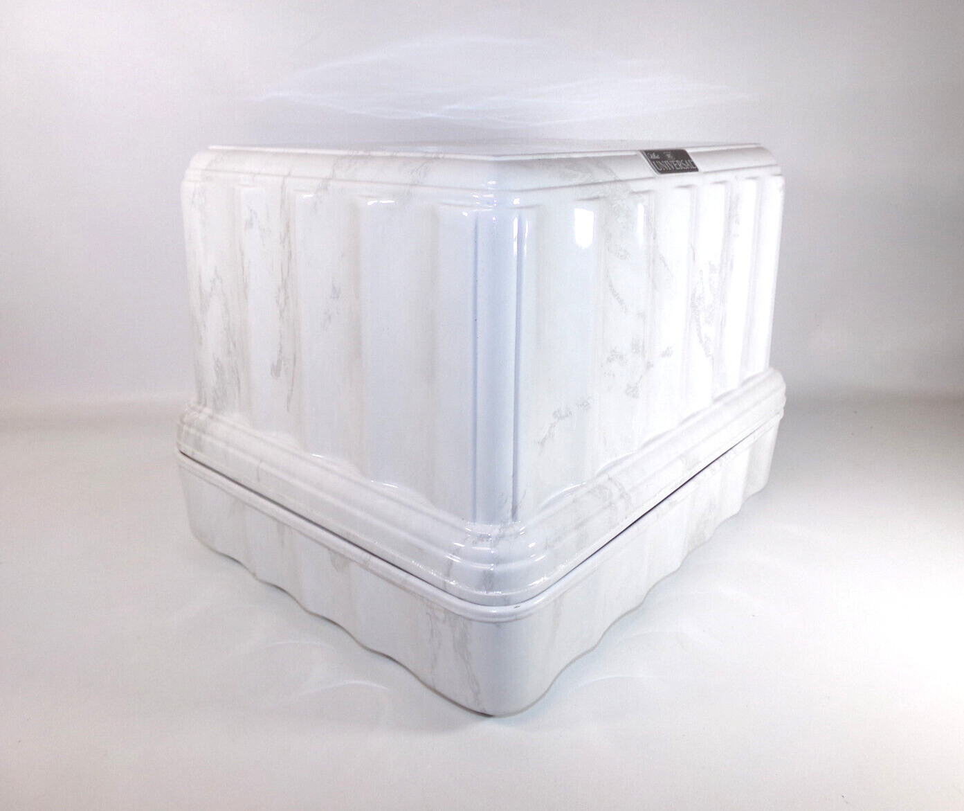 NEW Wilbert P400WS Universal White and Silver Marbelon Cremation Urn Vault