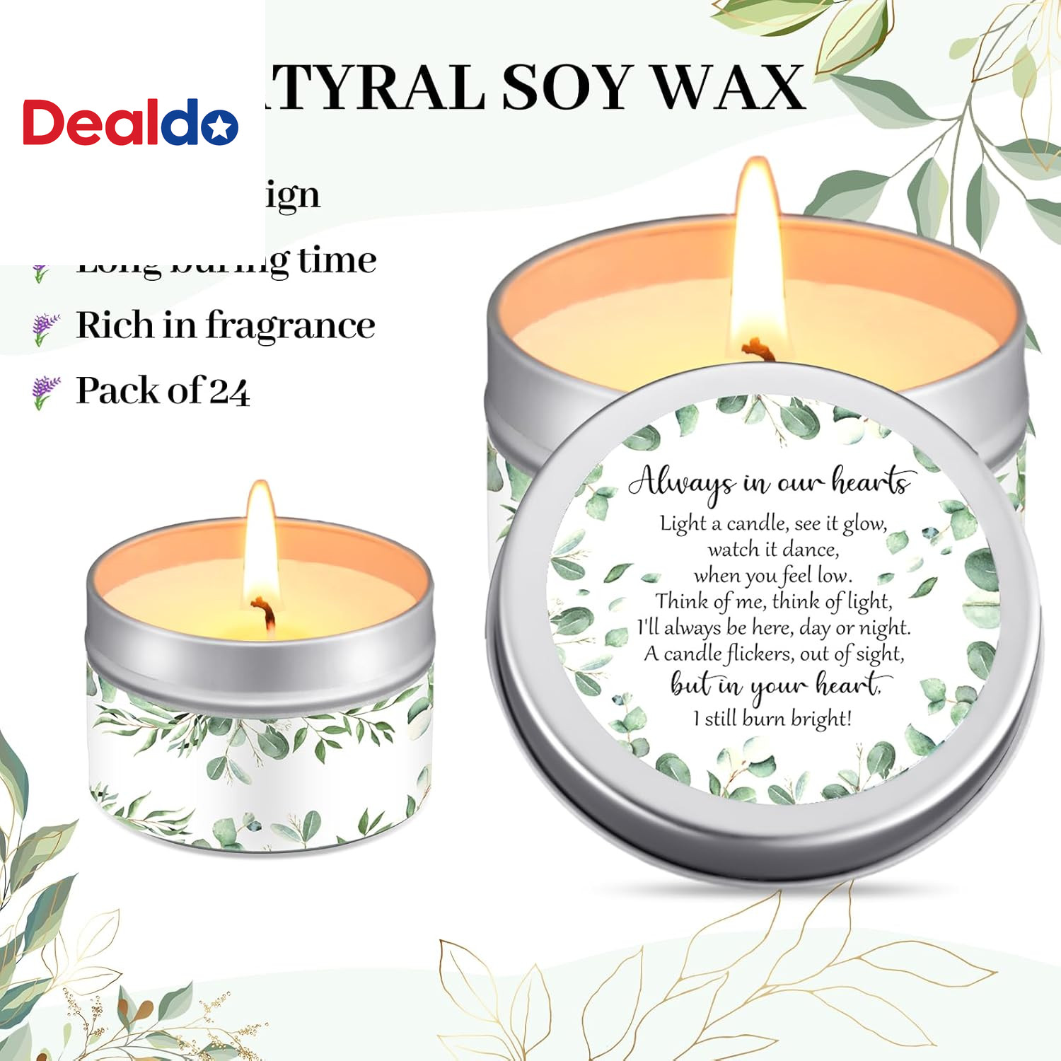 24 Pcs Funeral Memorial Candles Funeral Favors for Guests Celebration of Life Su
