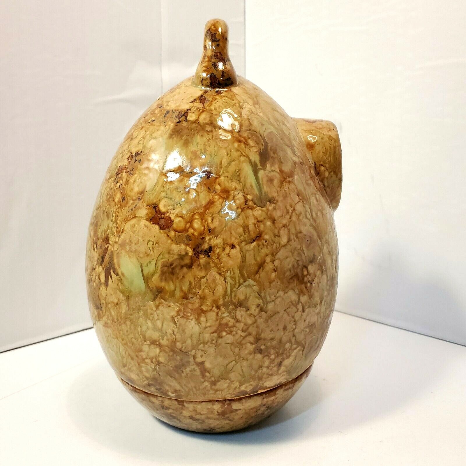 Ceramic Egg Birdhouse Scattering Cremation Urn Glazed Brown Memorial 2 Pcs
