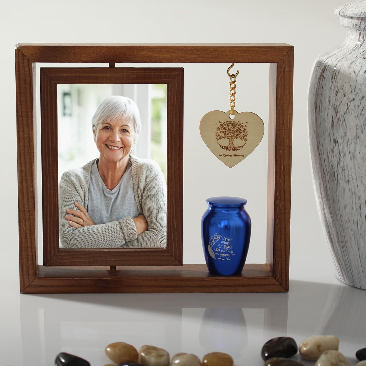 Memorial Picture Frame and Small Urn Set,Mini Cremation Keepsake Urn for Loss of