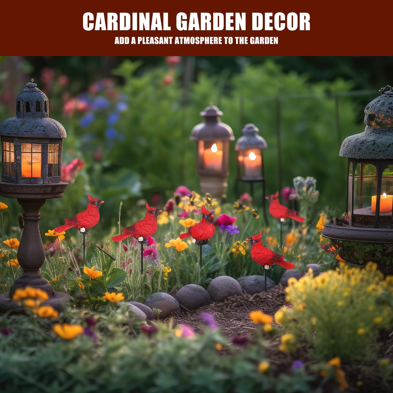Suzile 6 Pcs Cardinal Garden Stake Red Cardinal Christmas Ornaments Floral Pi…