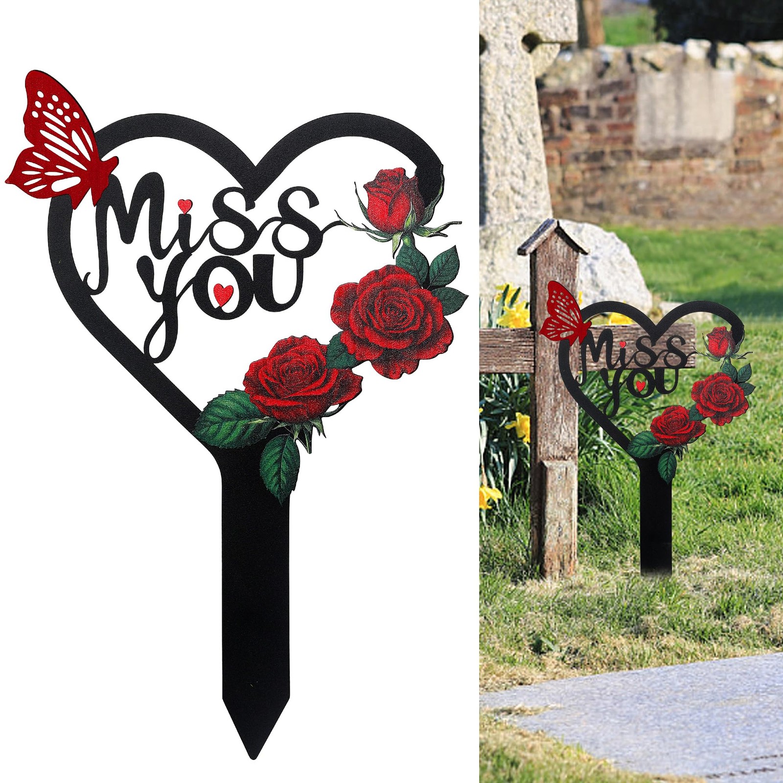 Memorial Grave Markers Heart Memorial Plaque Stake Large Cemetery Decorations…