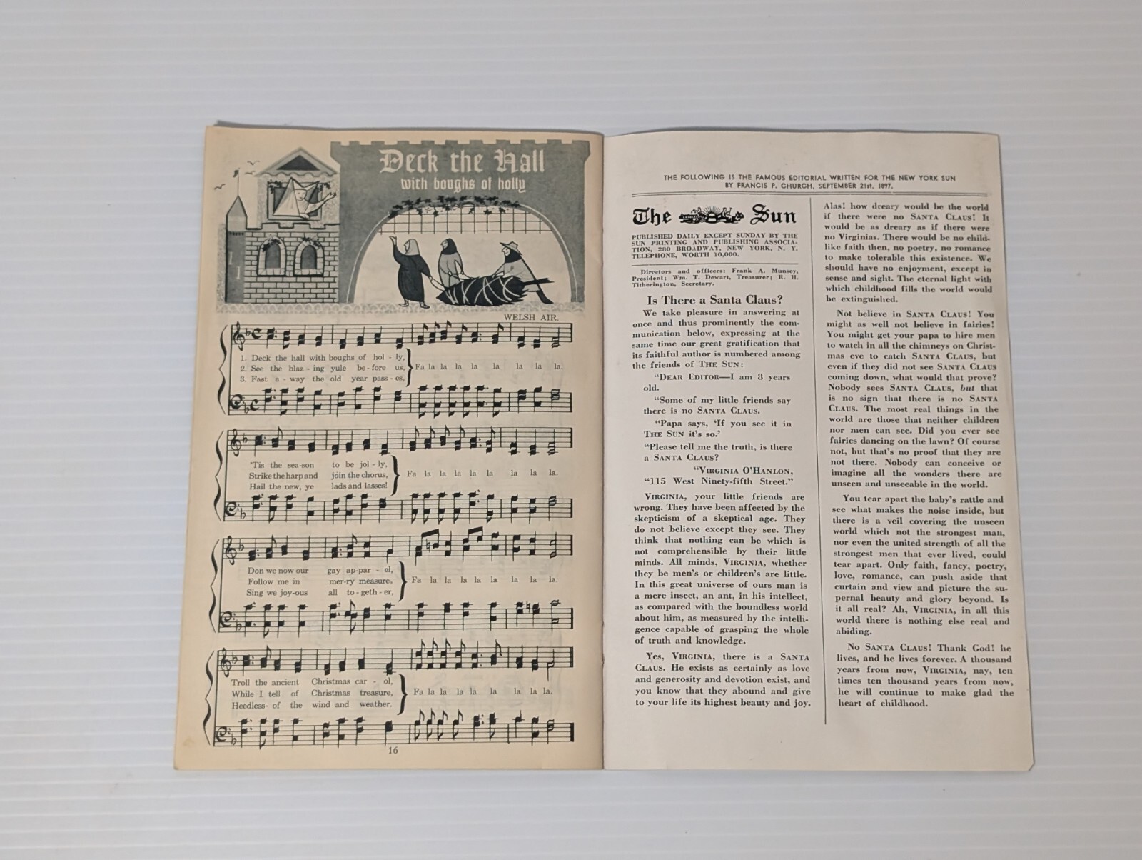 Vintage CHRISTMAS CAROLS Cramps Funeral Home Reading PA Grif Teller