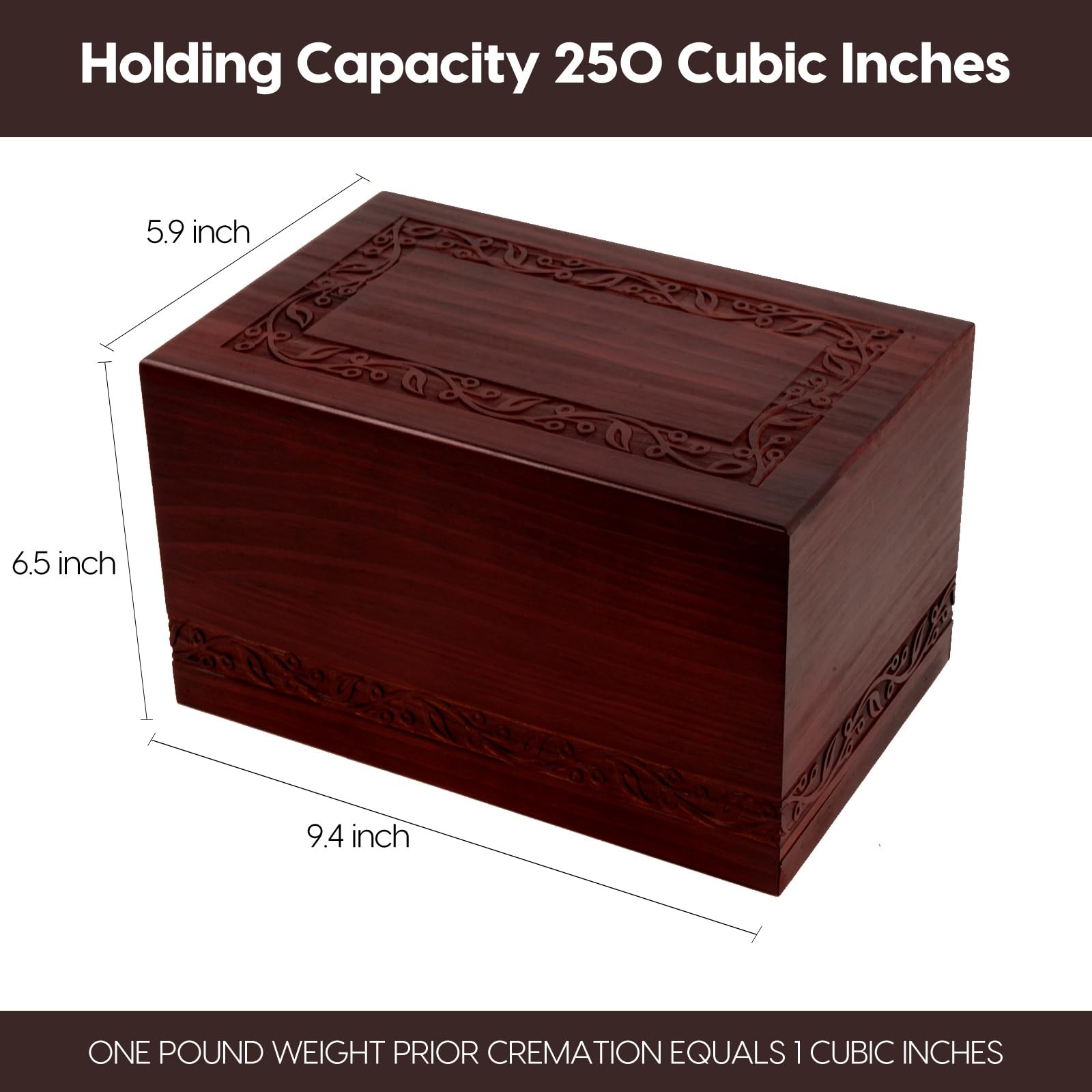 Wooden Urns for Human Ashes Adult Male Female, Up to 250 Cubic inchesï¼ŒWood Cr