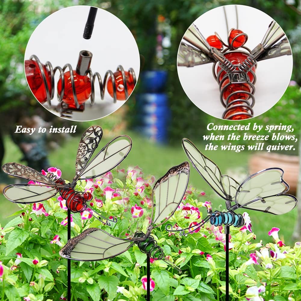 20 Inch Butterfly Garden Stakes Decor, Dragonfly Stakes, Hummingbird Glow in …