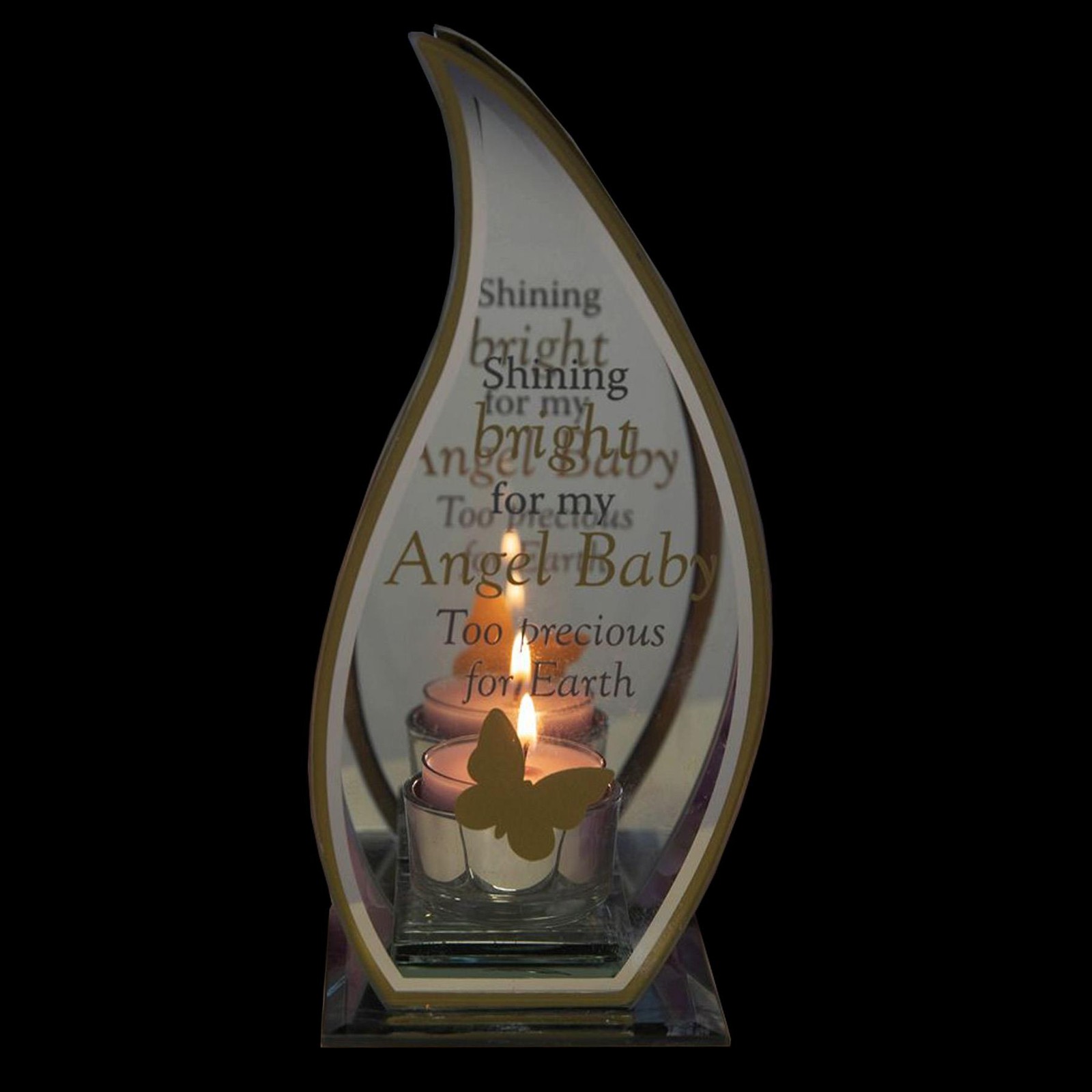 Memorial Tealight Candle Holder with Sentimental Wording 1 candle Angel Baby