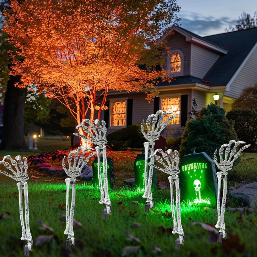 6PC Realistic Skeleton Arm Stakes,Halloween Lawn Decoration,Garden Groundbreaker