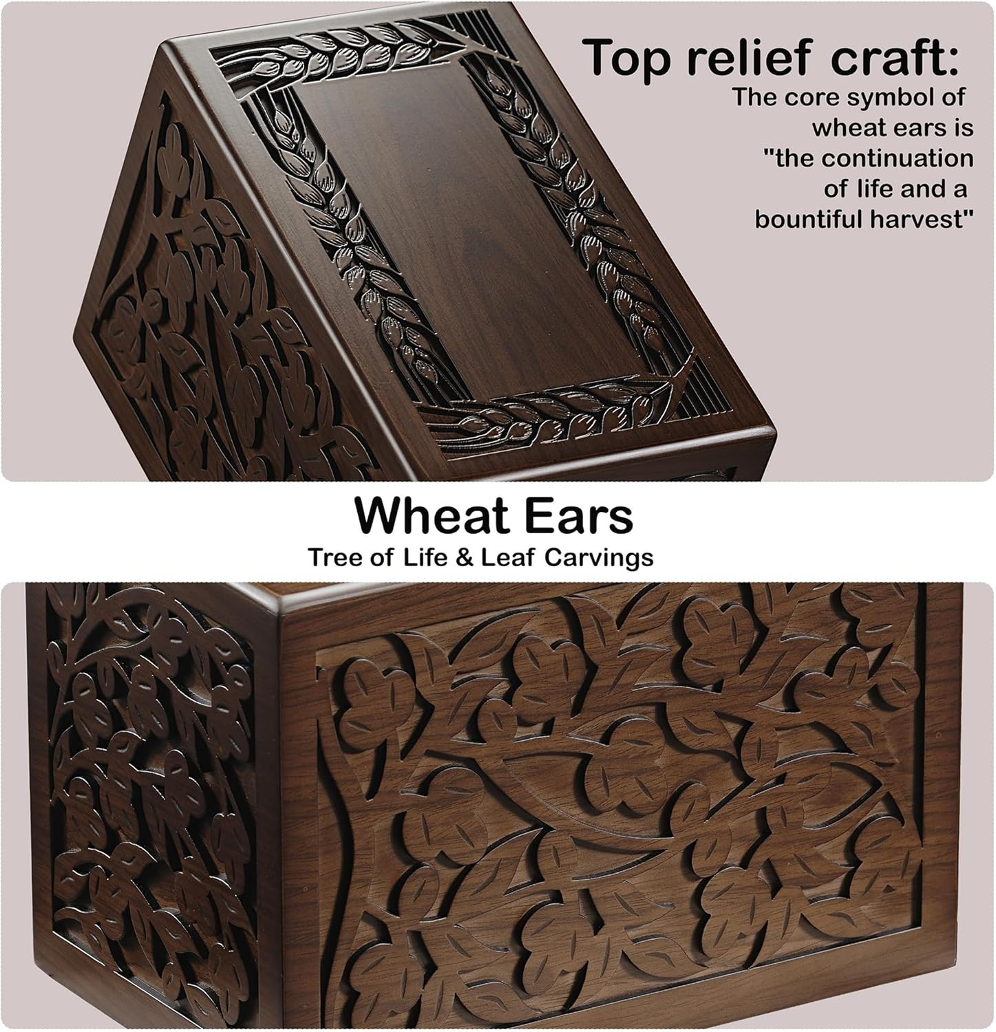 Tree of Life Wooden Cremation Urn for Human Ashes Adult Men Women & Large Pet, 2