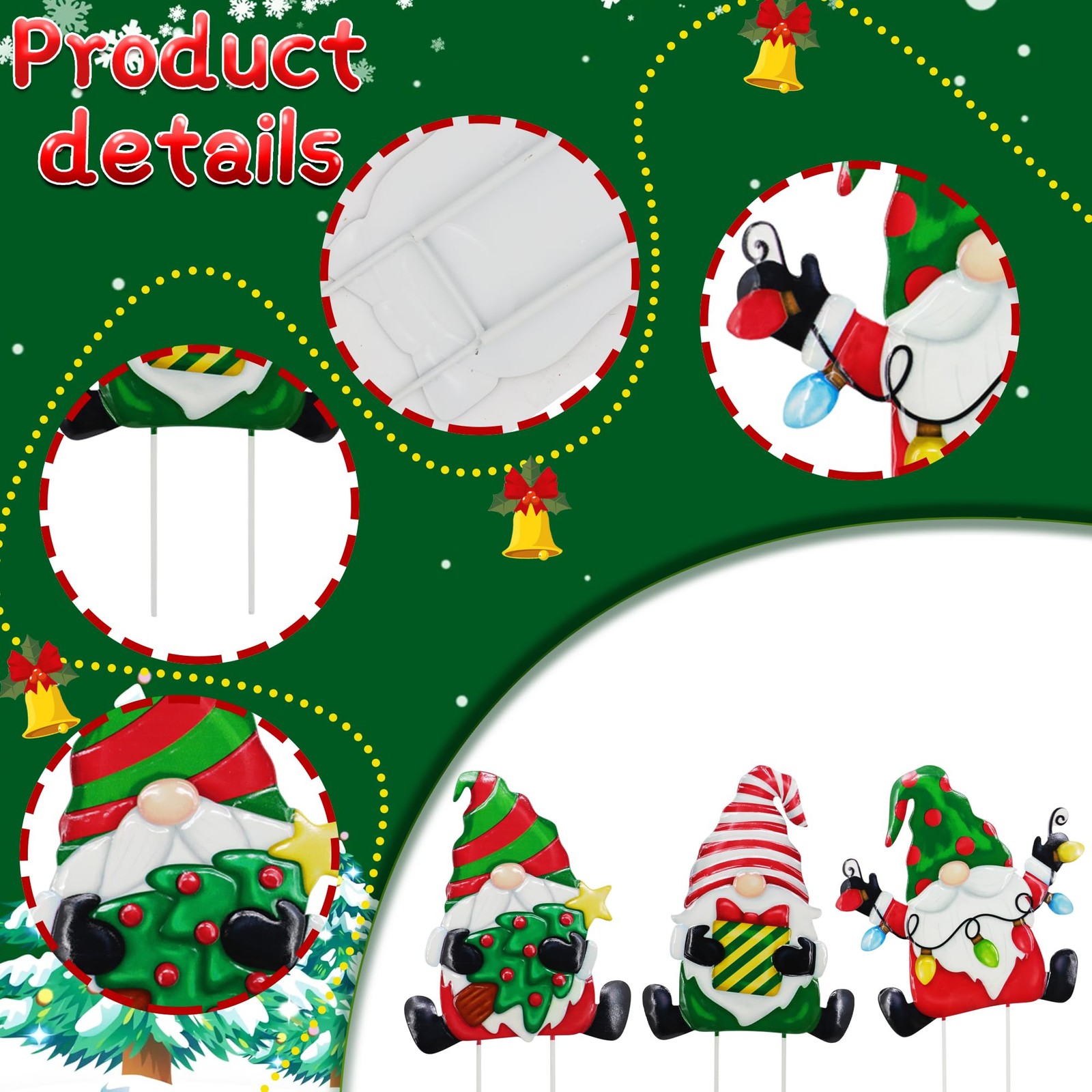 Metal Christmas Yard Signs 3 Pack Gnome Decor for Garden and Lawn
