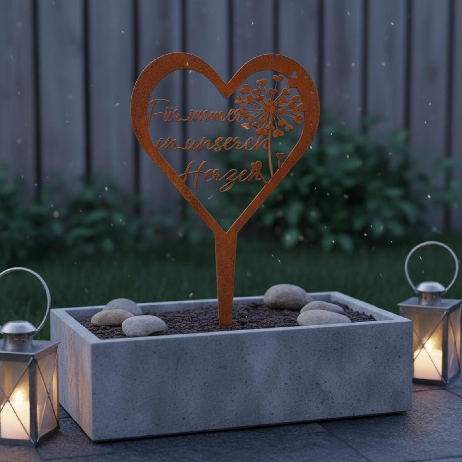 Heart Shaped Memorial Stake Waterproof and Rustproof Metal Cemetery Plaque