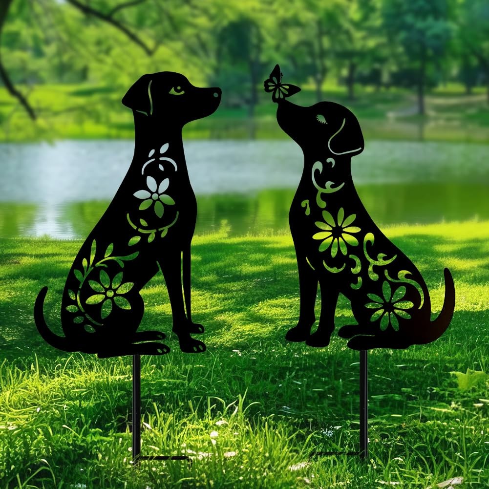 Dachshund Garden Stakes Unique Dog Lover Gifts, Outdoor Yard Art 2 Pack