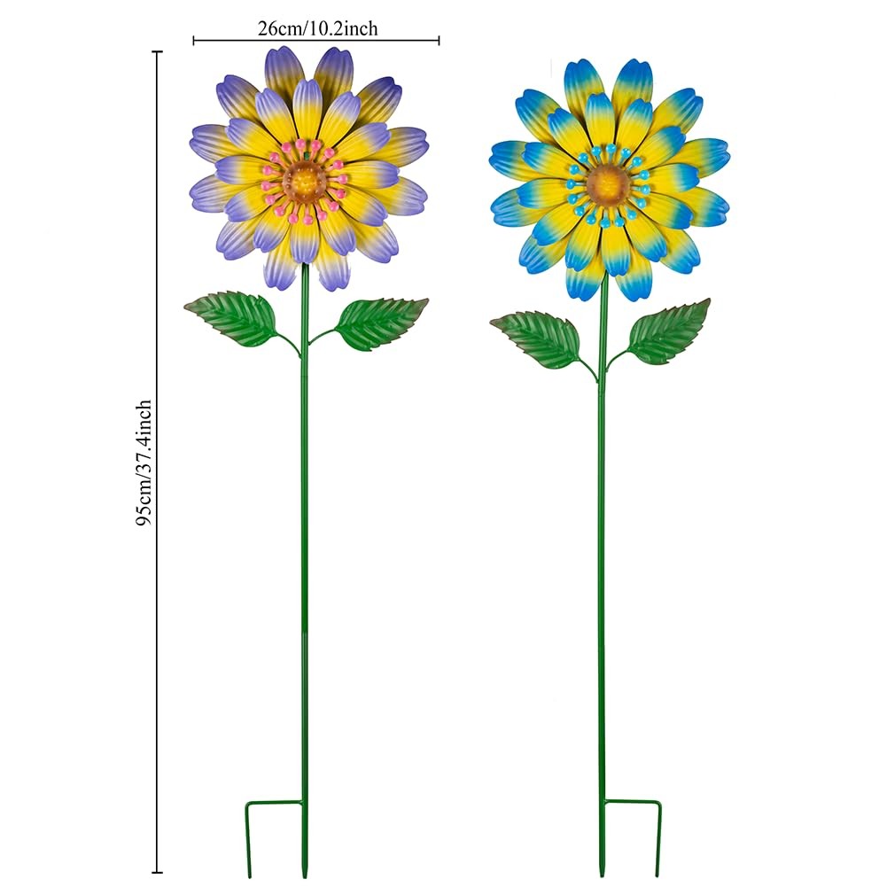 Metal Flower Decorative Garden Stakes,2 Pack Spring Outdoor Decor Large Metal…