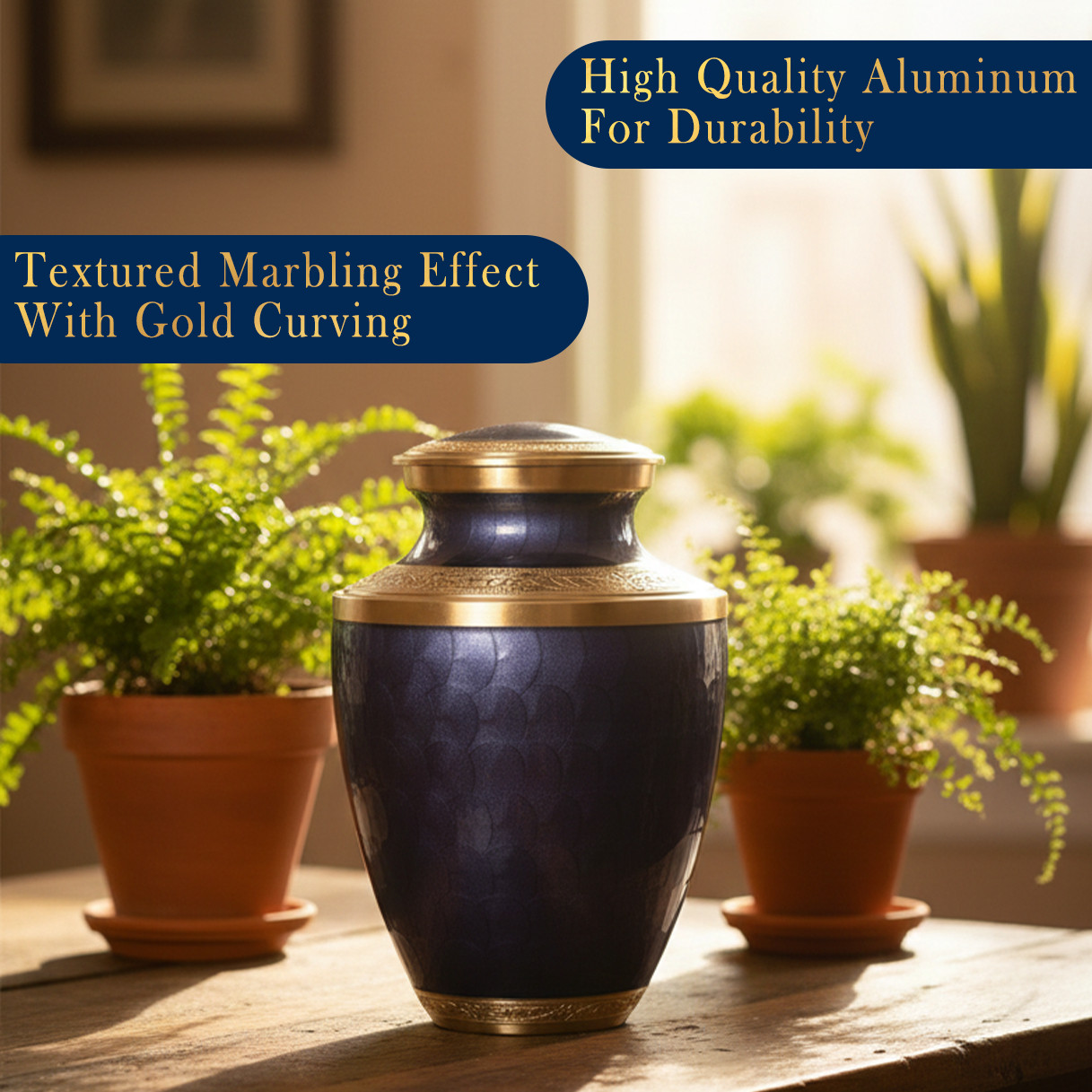 Large Solid Brass Cremation Urn for Human Ashes Handcrafted Funeral Memorial Urn