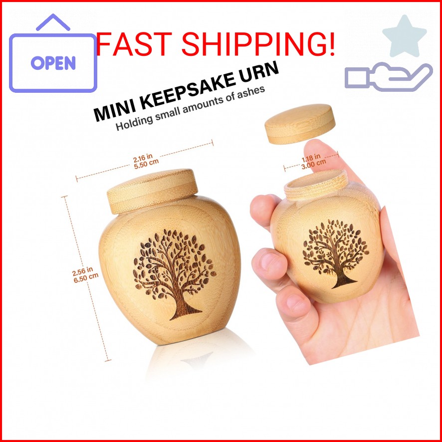HOOMTREE Small Urns for Human Ashes Keepsake Set of 1,Mini Urns for Ashes Made o