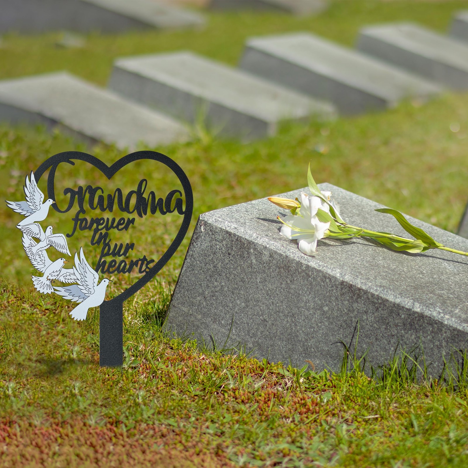 BUoonyer Stake Graves Cemetery Decorations – Grandma 11 x 7.9 inches, Black