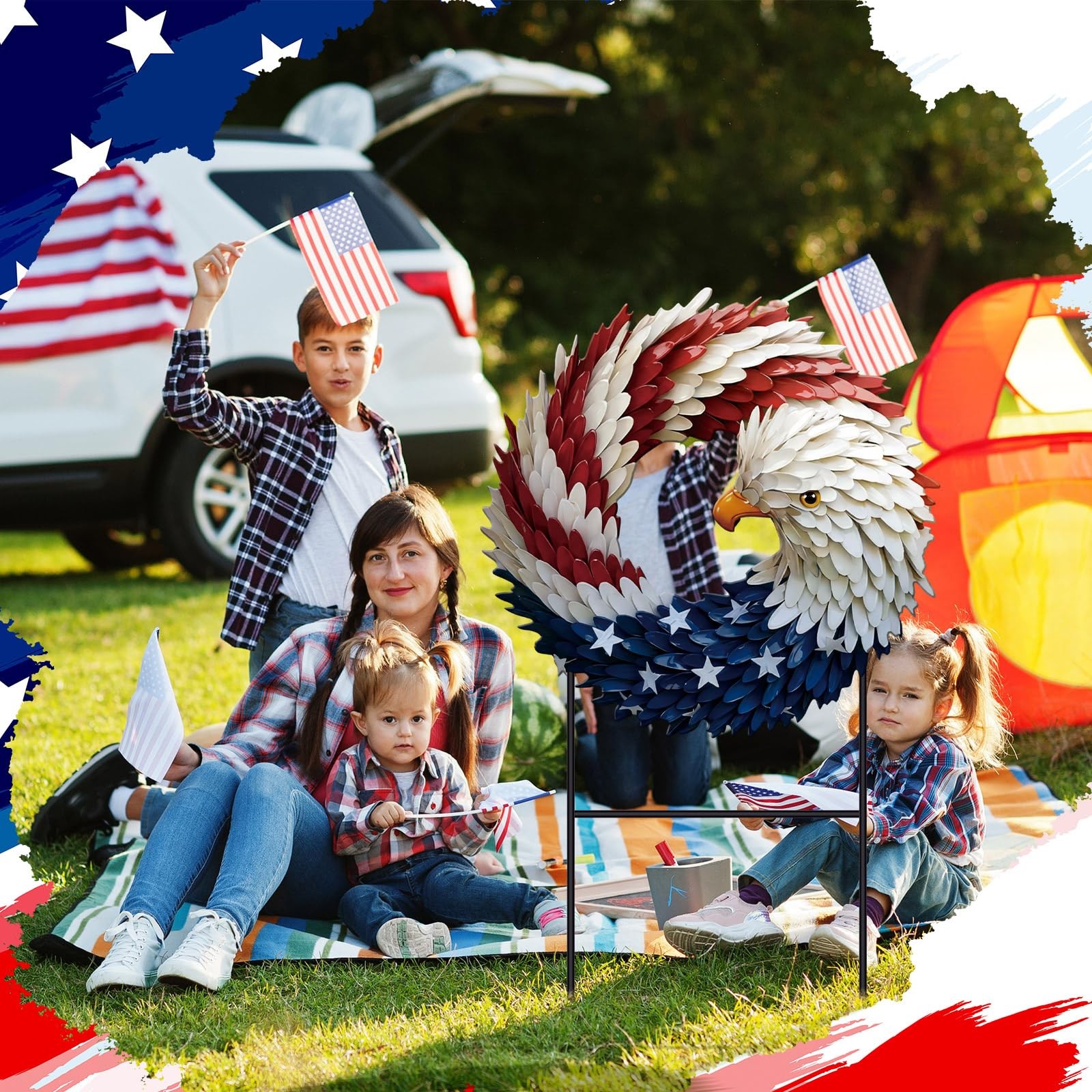 4th of July Decorations for Outdoor, Patriotic Eagle Metal Garden Stake, 250t…