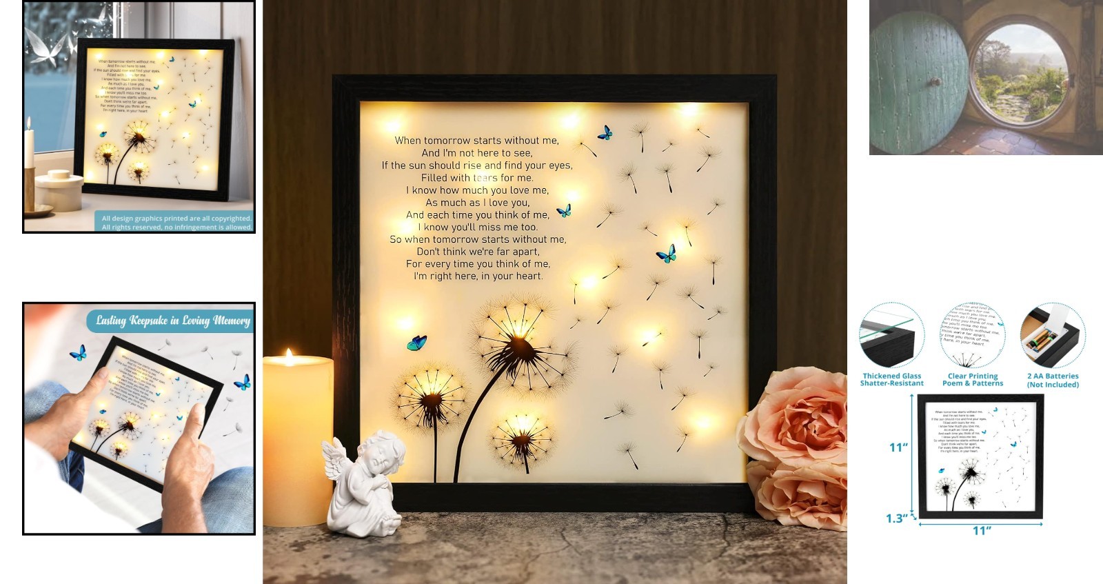 11×11 Dandelion Decor LED Shadow Box – Lasting Sympathy Gift for Grief Relief