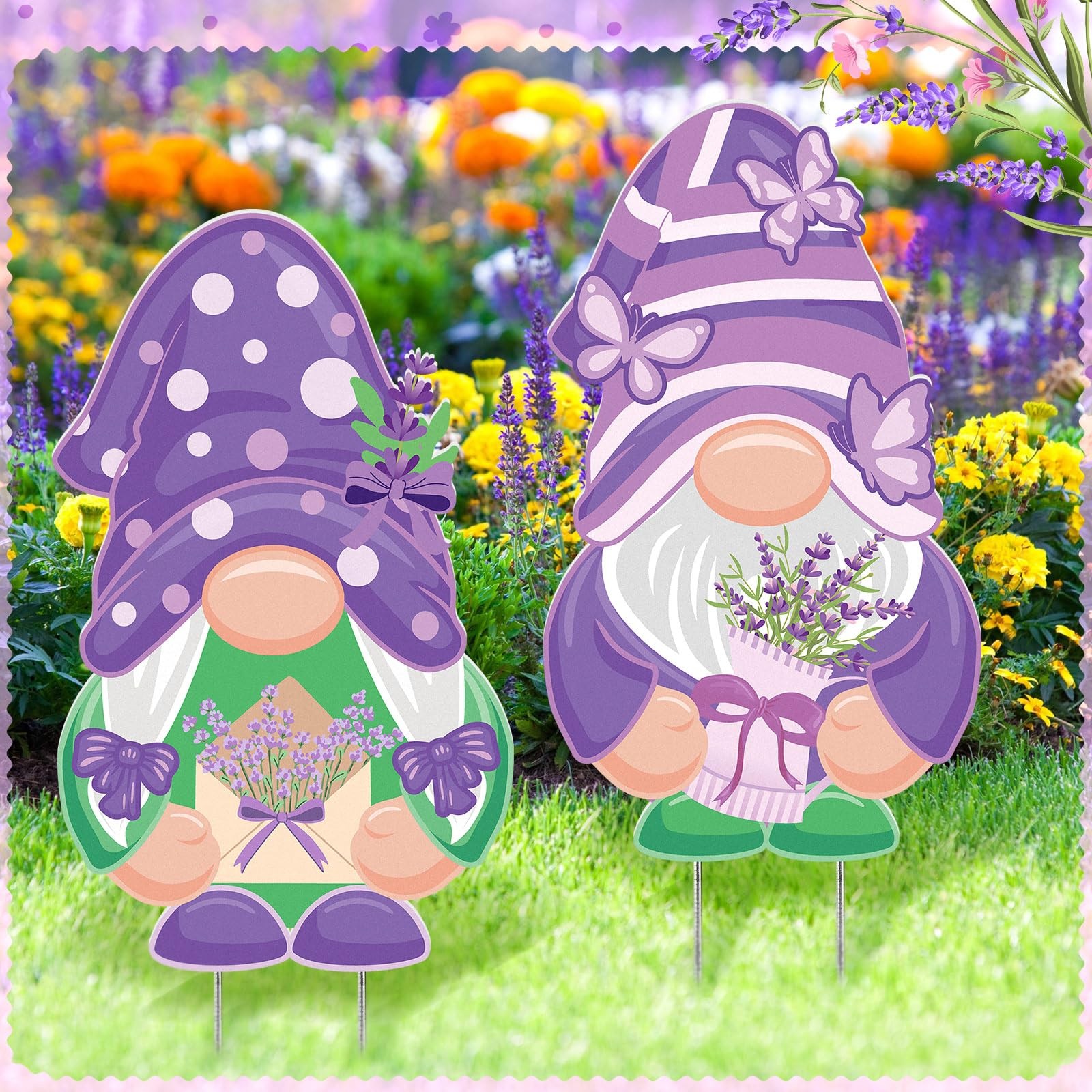 2 Pcs Easter/Spring Outdoor Decorations 16 Inch Easter Yard Signs Metal Paste…