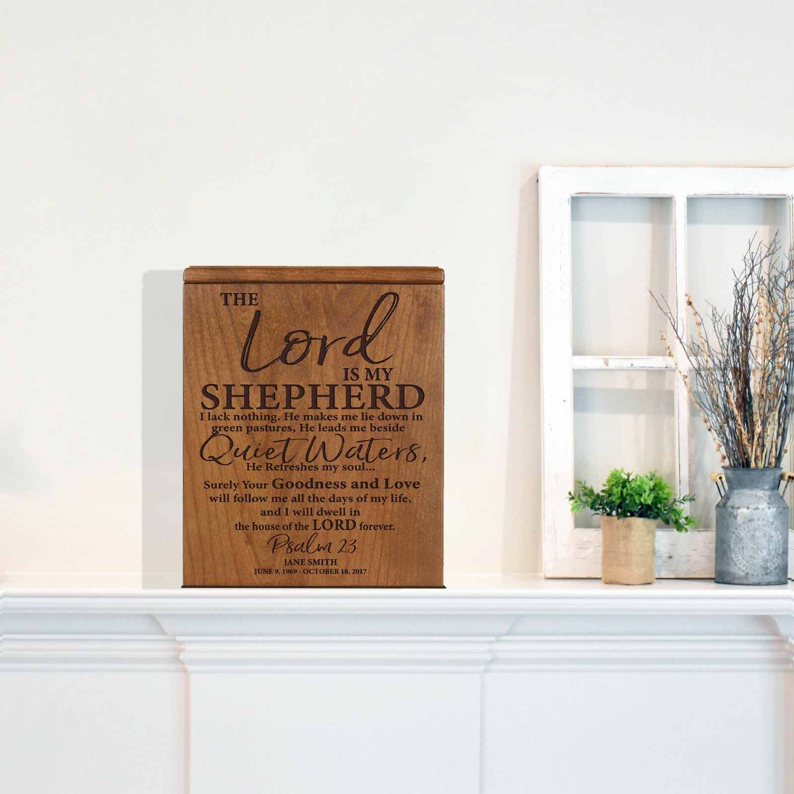 Custom Engraved Economy Urn for Human Ashes 7.75in – The Lord Is My Shepherd