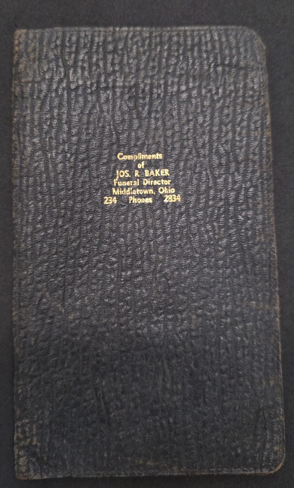 Joseph R. Baker Funeral Home Middletown, Ohio Leather Wallet EARLY VINTAGE RARE