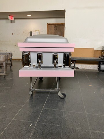 20ga Gasketed. Silver/pink, Silver Hardware, Pink interior