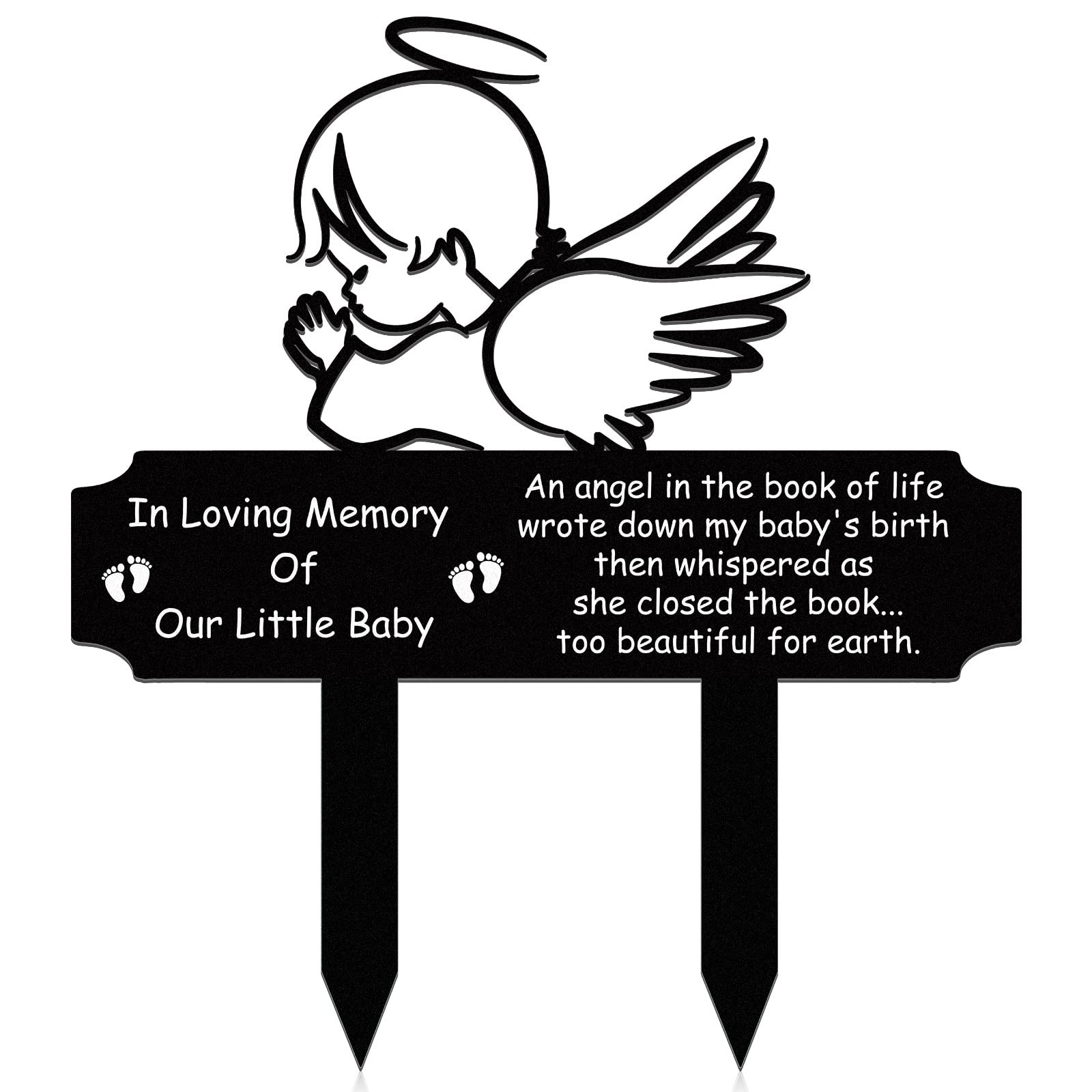 Baby Memorial Stake for Grave 13.19×11.81″ Waterproof Metal Decoration