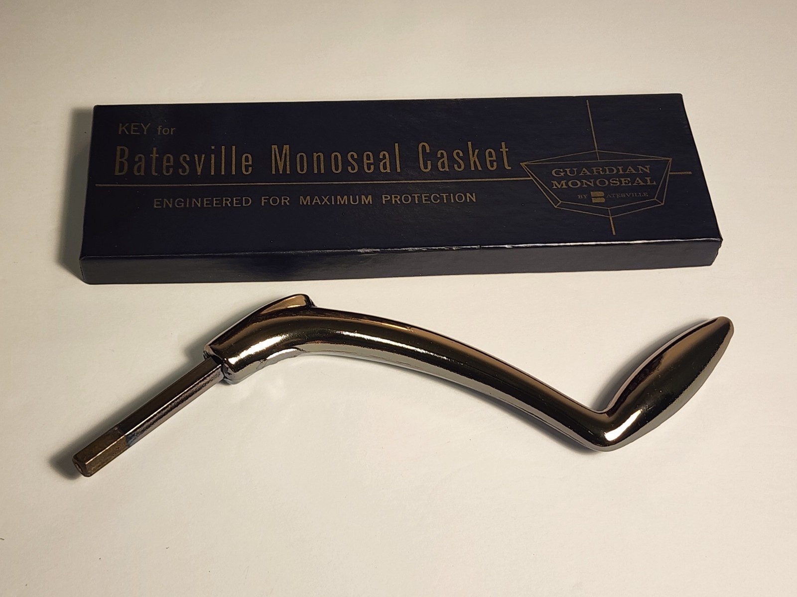 Vintage 70s/80s Mint In Box Batesville Monoseal Casket Coffin Crank Key,Funeral