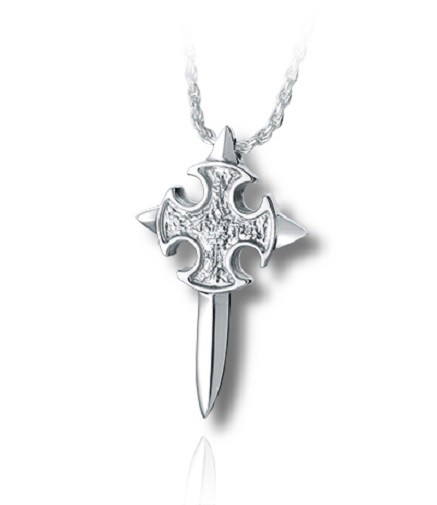 Sterling Silver Excalibre Funeral Cremation Urn Pendant for Ashes