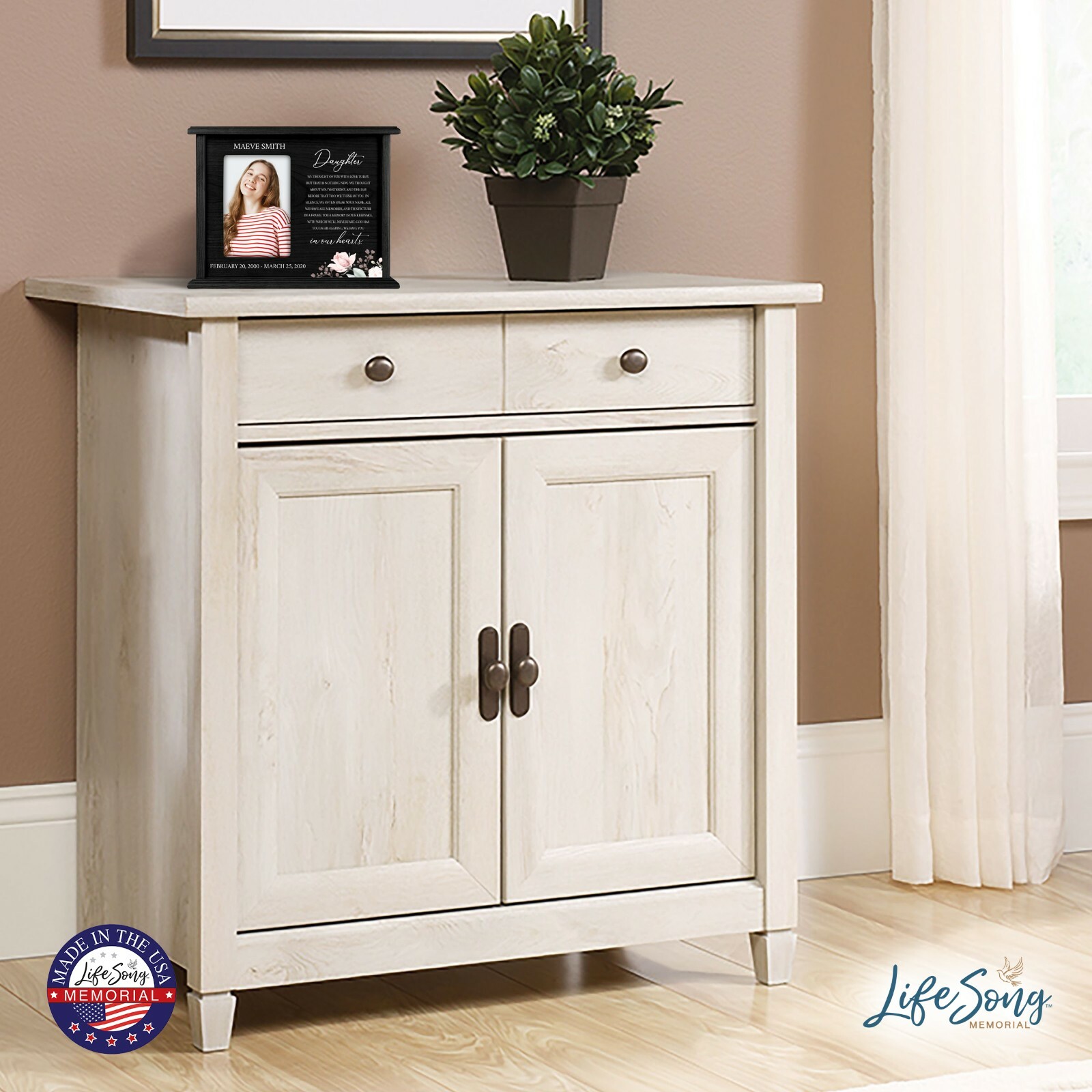 Custom Cremation Urn Box Holds 200 cu in w/ 4×6 Photo – We Thought of (Daughter)
