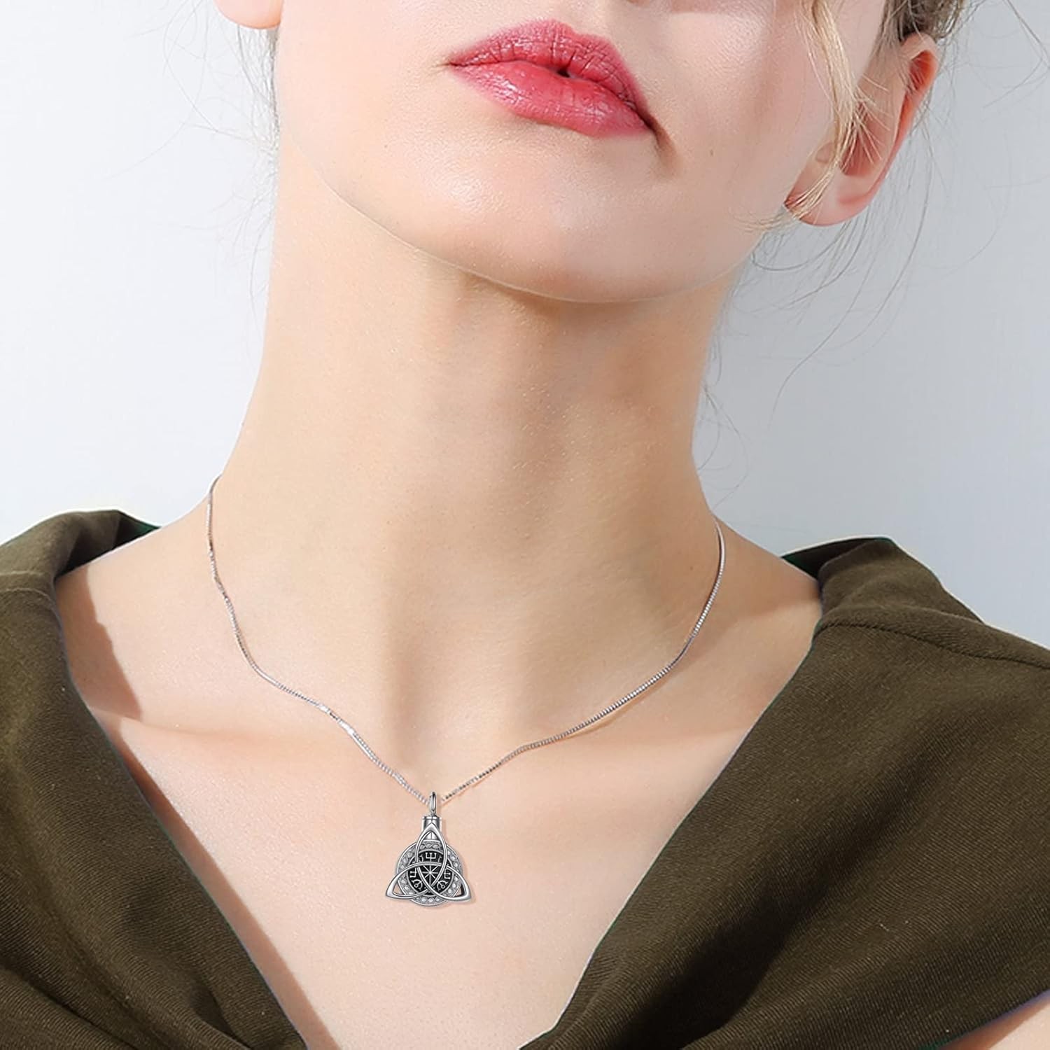 Celtic Urn Necklace for Ashes Sterling Silver Cremation Keepsake Gifts Women Men