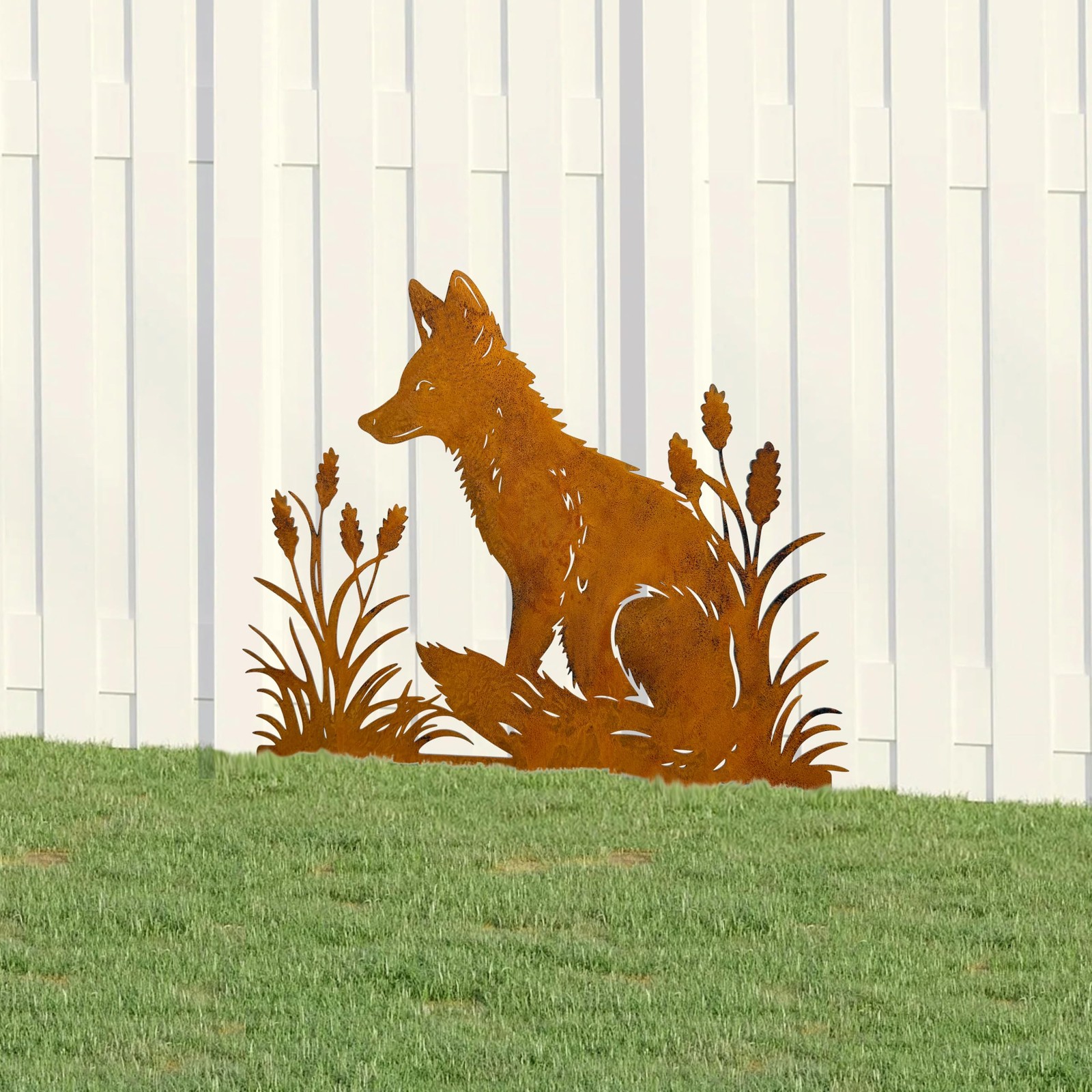 Rusty Fox Garden Stake – Metal Yard Art Sculpture, Fox Outdoor Decor for Gard…