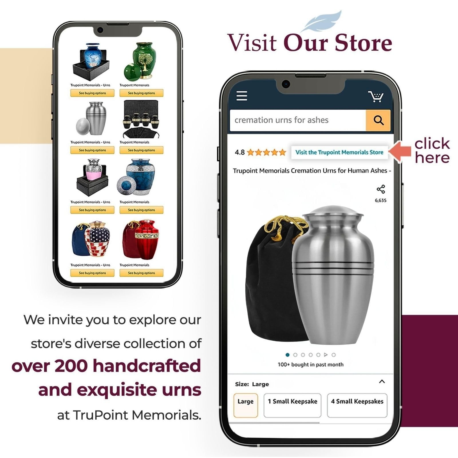 Trupoint Memorials Cremation Urns for Human Ashes, Pewter Decorative Burial …