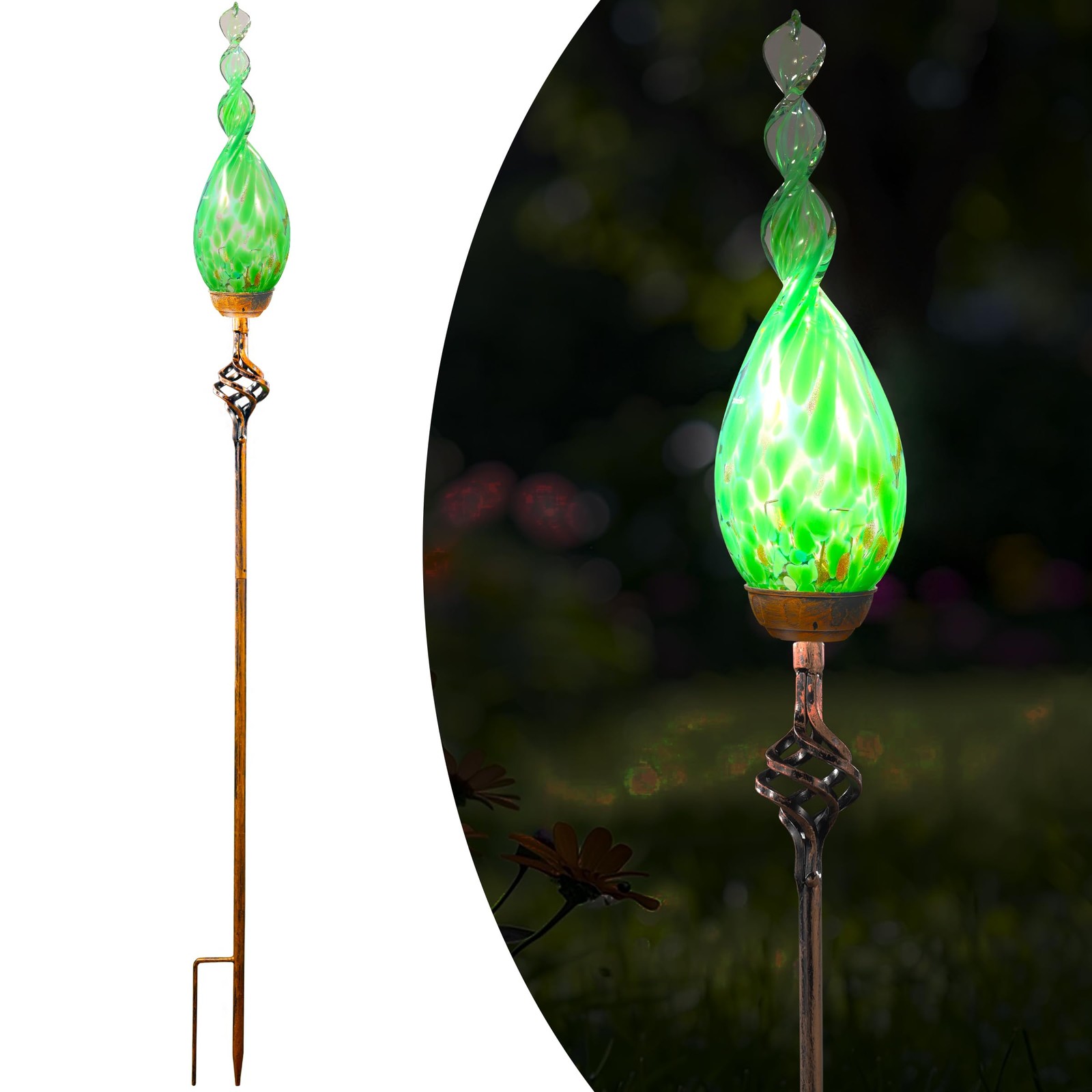 Outdoor Solar Garden Lights – LED Flame Stakes with Waterproof Glass Design