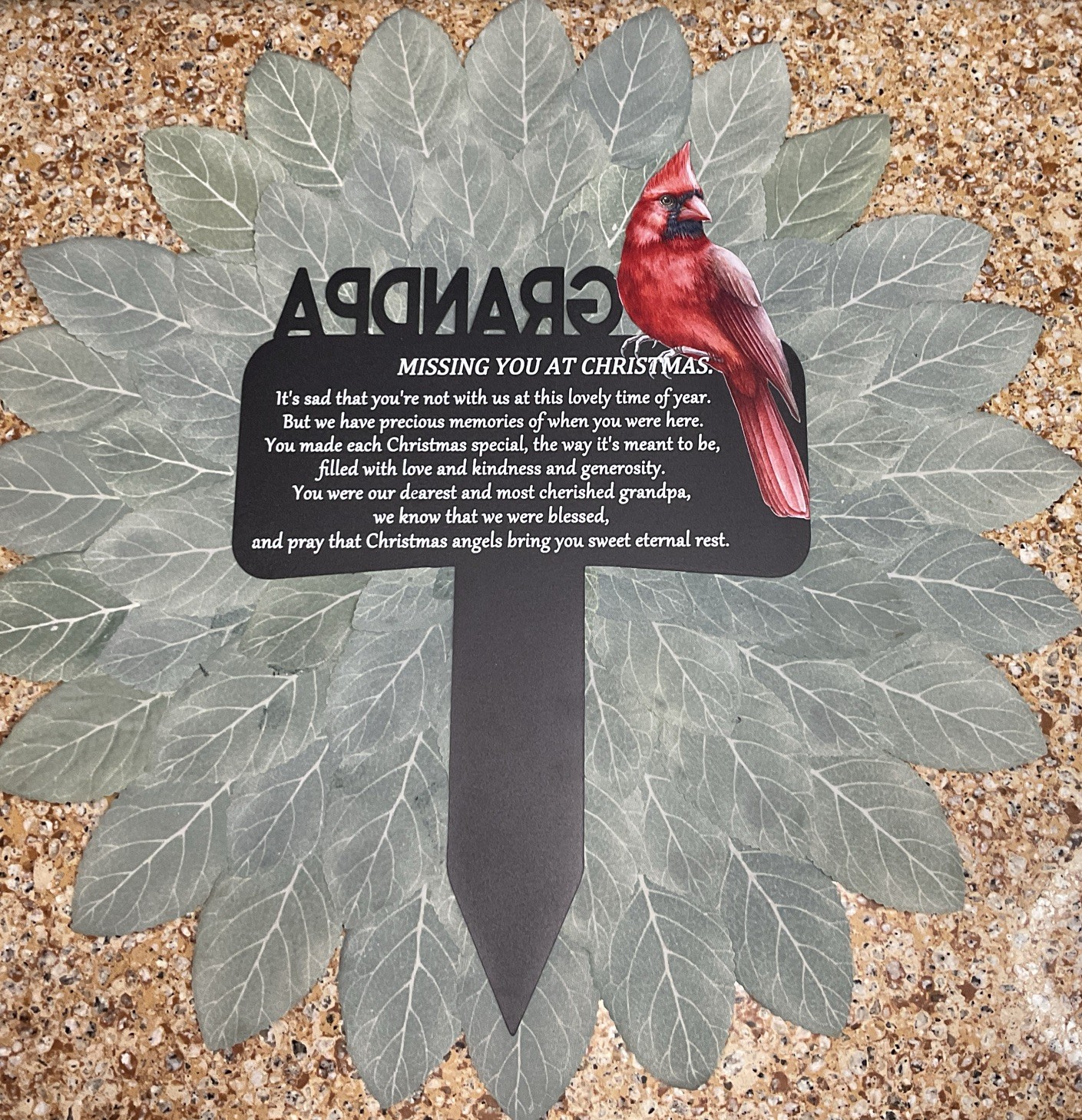 Christmas Grave Decorations for Cemetery Cardinal Memorial Metal Gift Markers