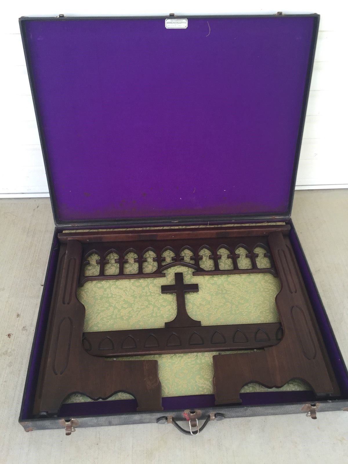 Vintage National Wreath & Supply Co. Folding Wooden Prie Dieu Kneeler With Case