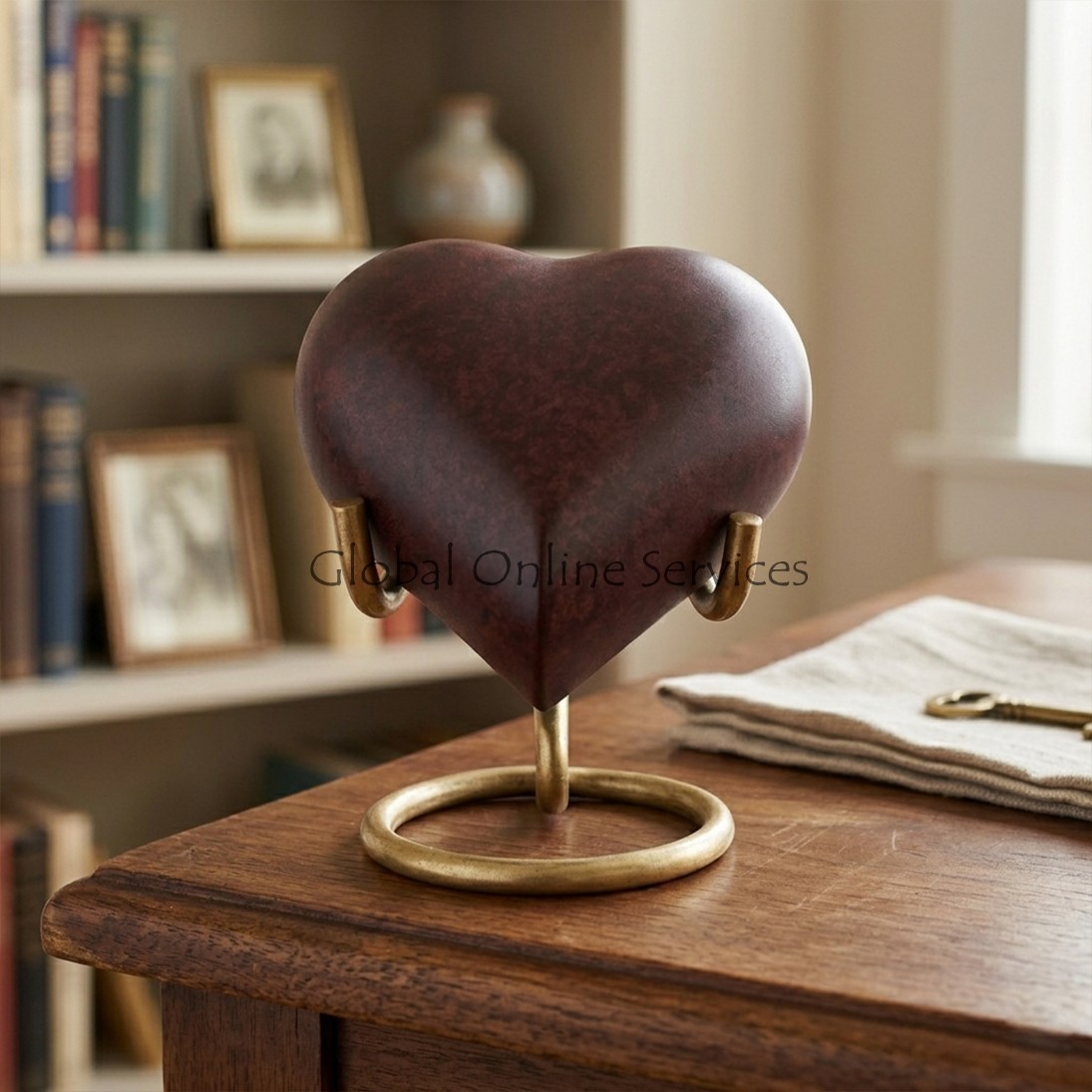 Beautiful Small Marbel Brown Heart Keepsake Urn for Cremation Ashes