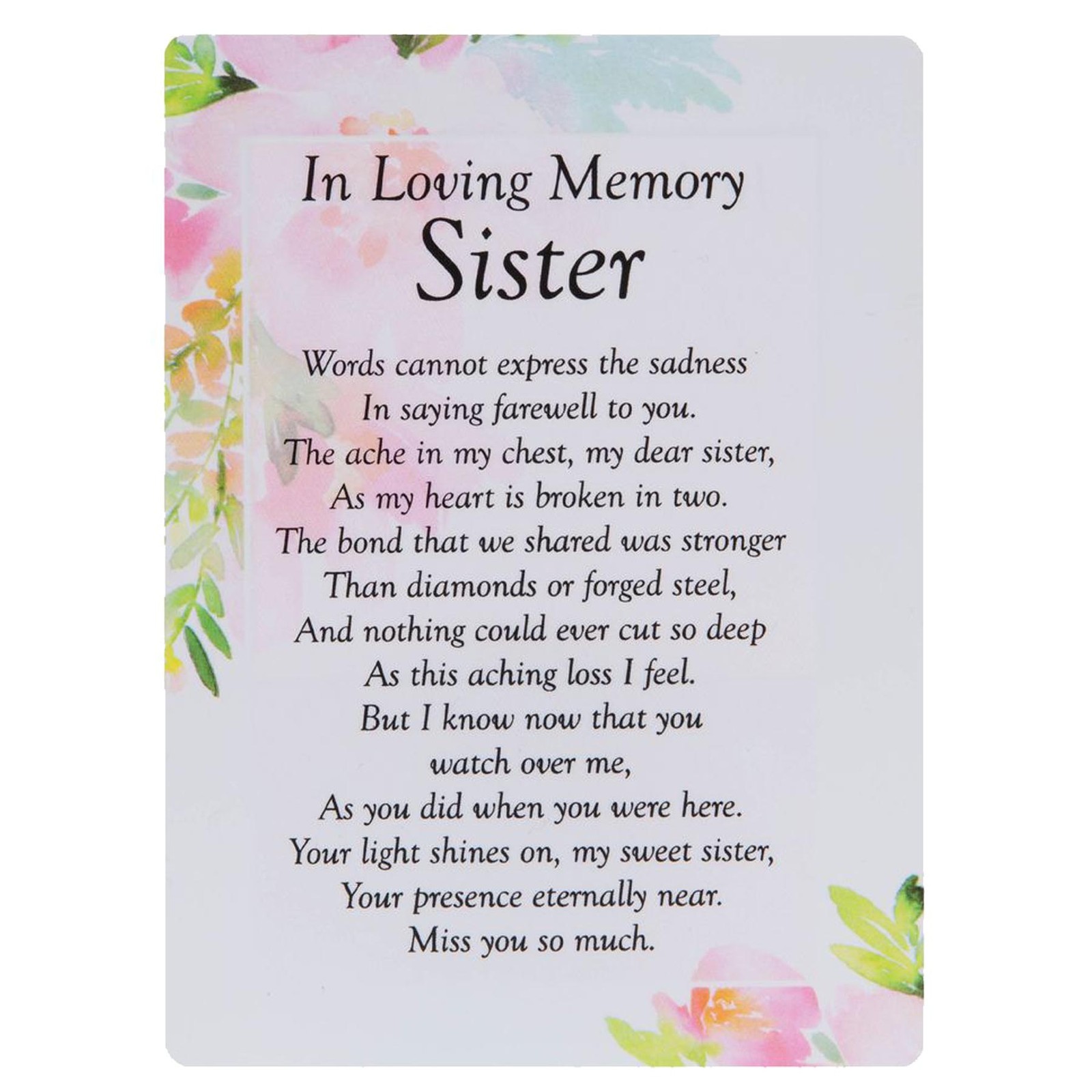 Loving Memory Sister Graveside Memorial Card – TY195