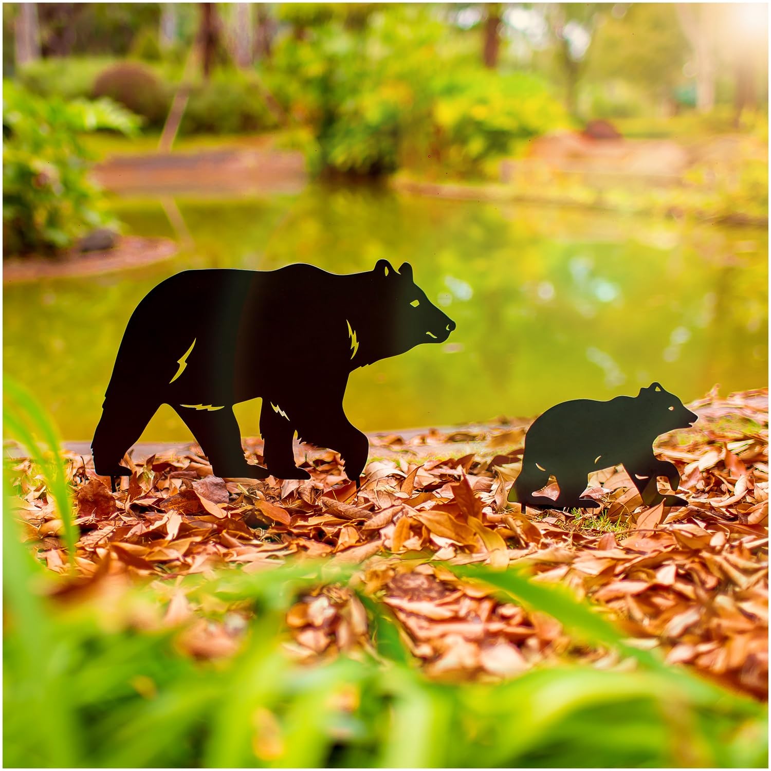 Bear Garden Stakes – Black Bear Silhouette Yard Art for Outdoor Decor