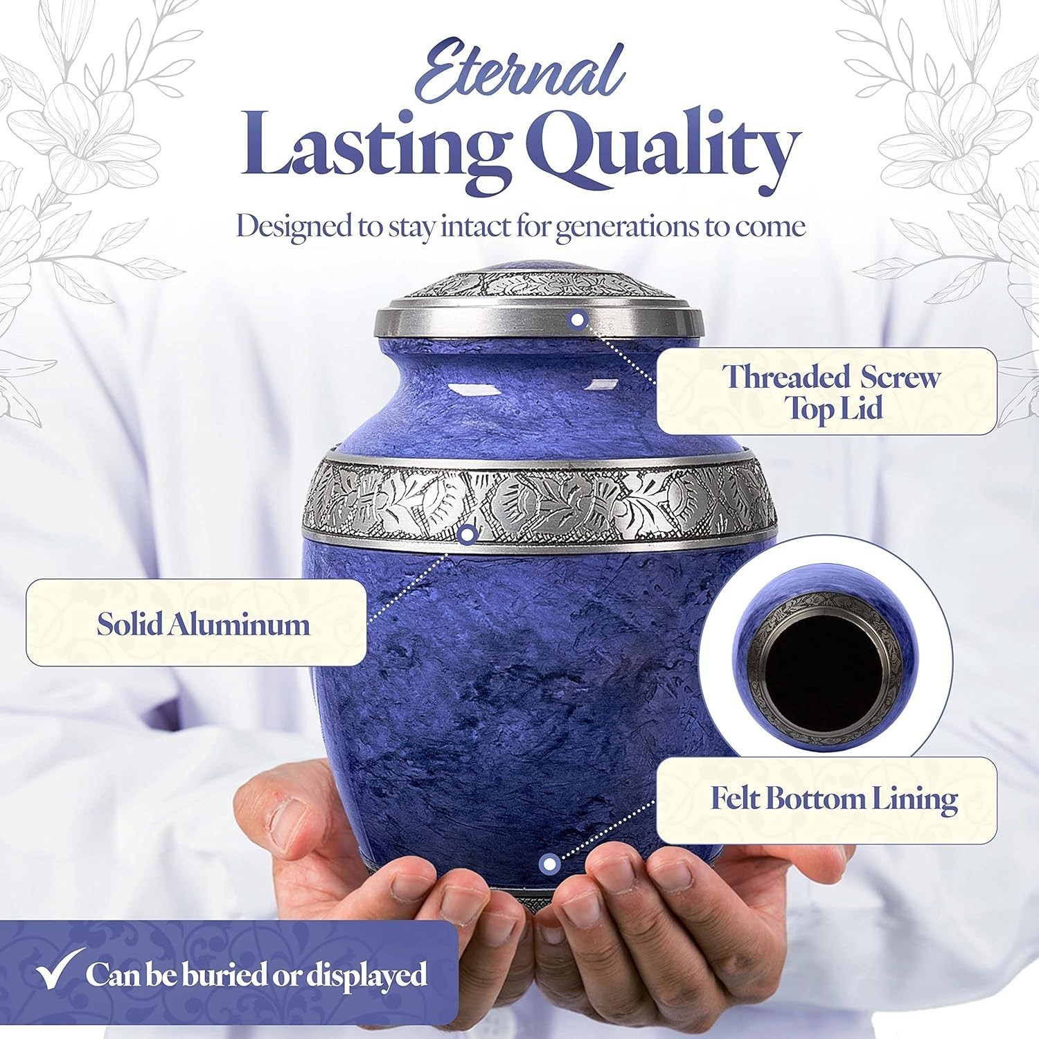 Durable Purple Cremation Urn with Threaded Lid – Handcrafted Memorial for Adults