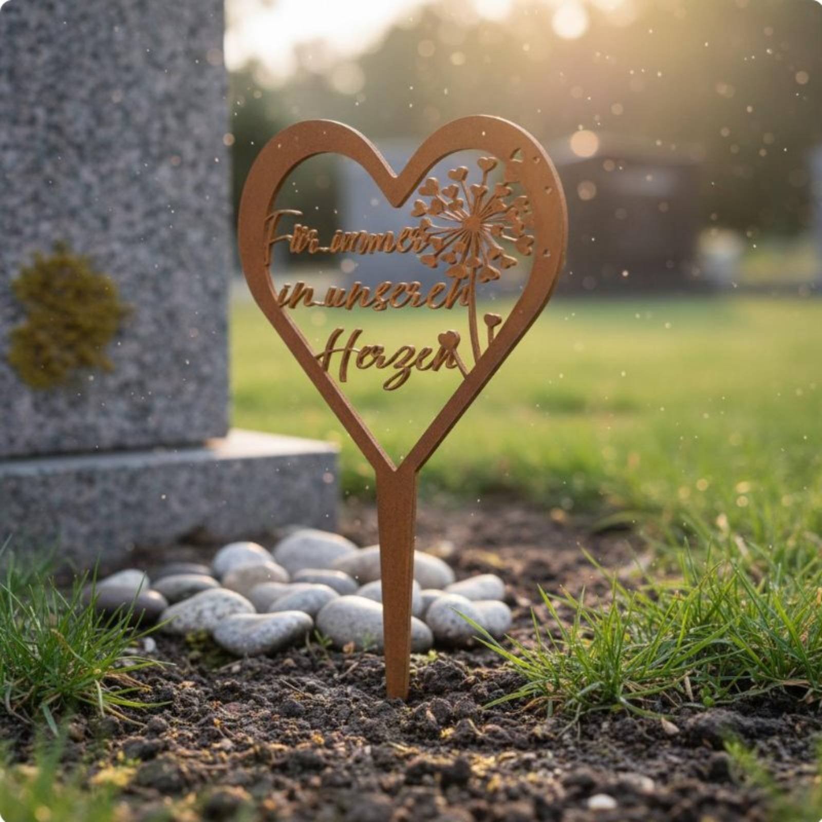 Heart Shaped Memorial Stake Waterproof and Rustproof Metal Cemetery Plaque