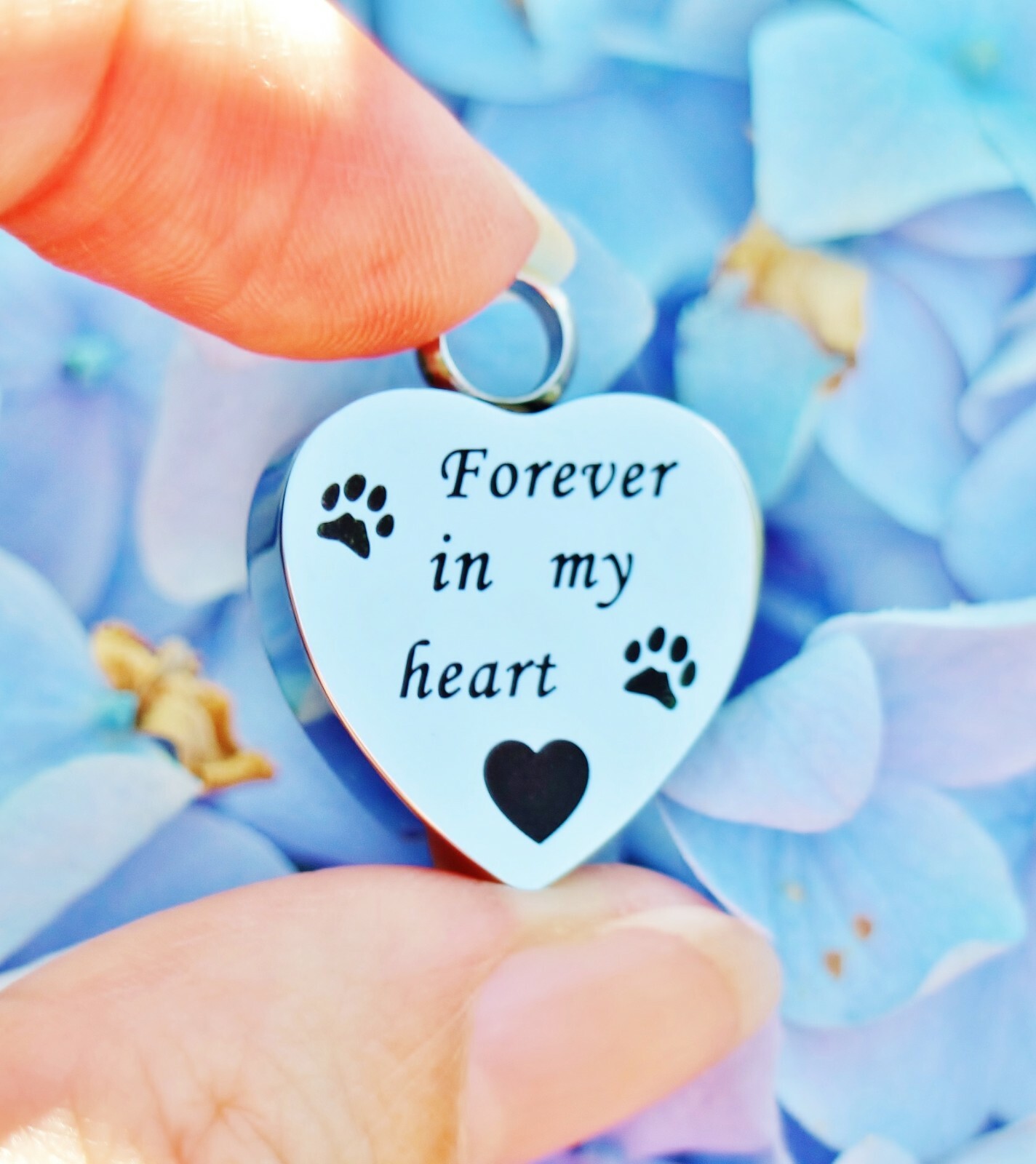 Keyring Urn .5″ Key Chain Pet Cremation Pendant Ashes Dog Cat Forever in Heart