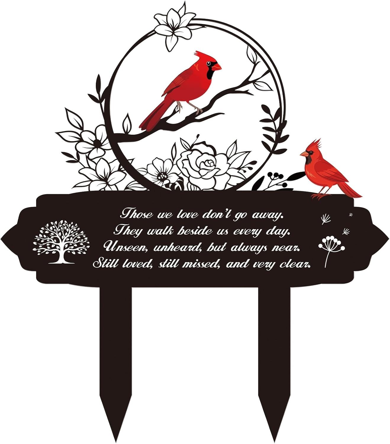 Cardinal Memorial Cemetery Grave Markers Metal Remembrance Plaque Garden Stake