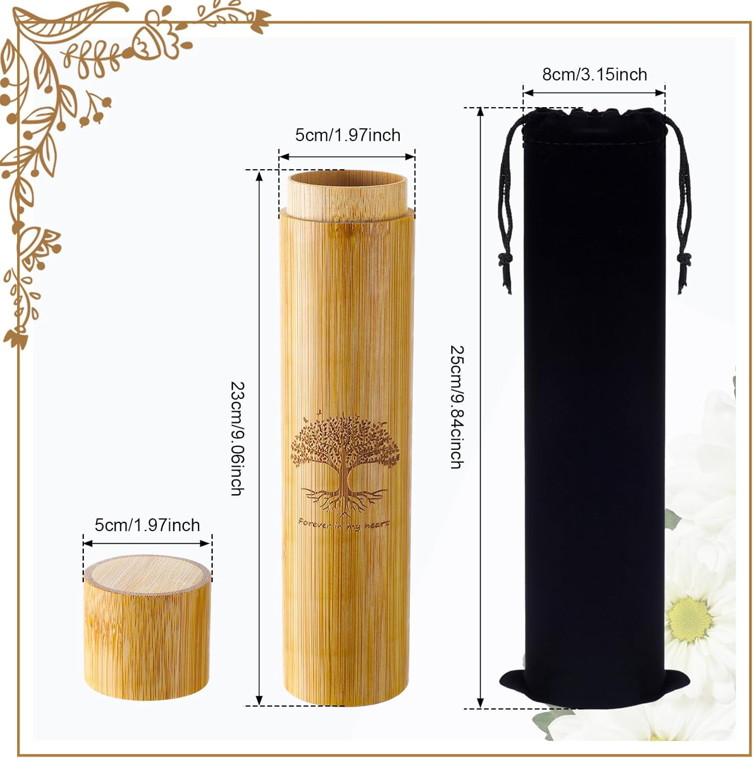 1 Set Bamboo Scattering Urns for Ashes 9” X 2” Biodegradable Scattering Cremat