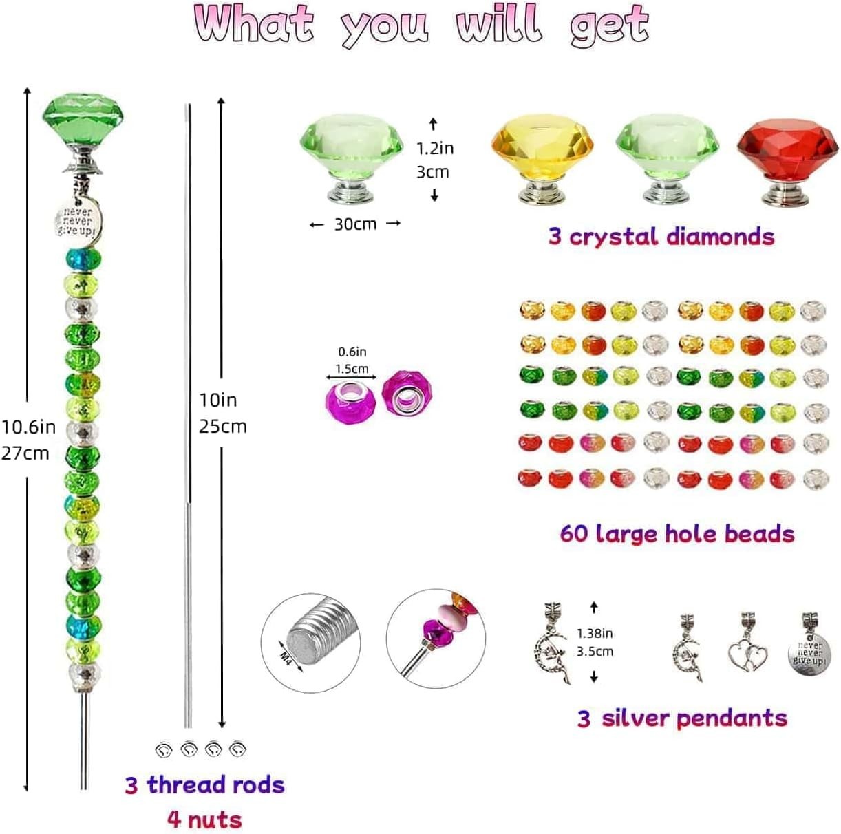72Pcs Beaded Garden Stakes Kit DIY Fairy Wand Garden Stake Beads Kit Fairy