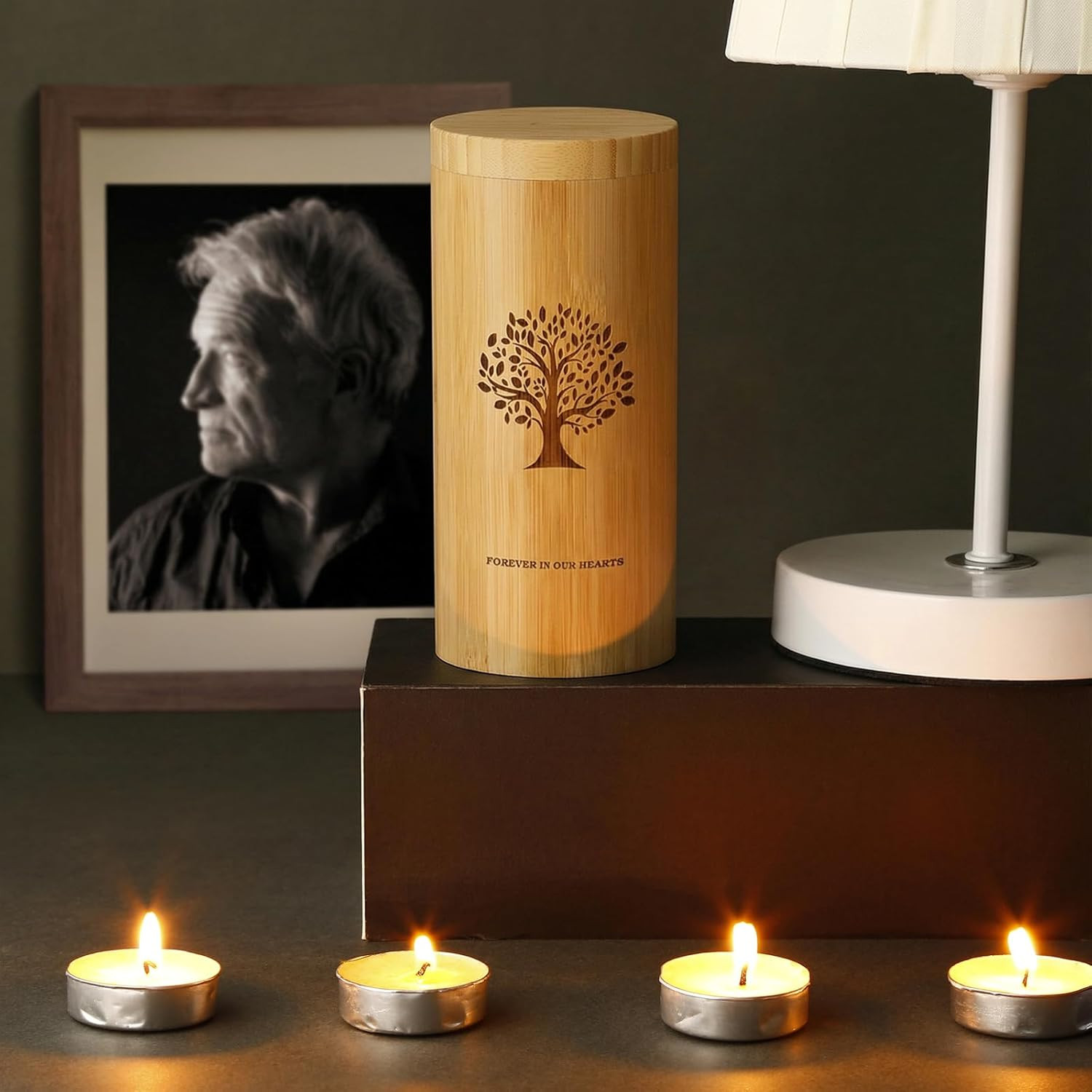 Large Urns for Human Ashes with Screw on Lid,Bamboo Cremation Urns for Ashes Adu