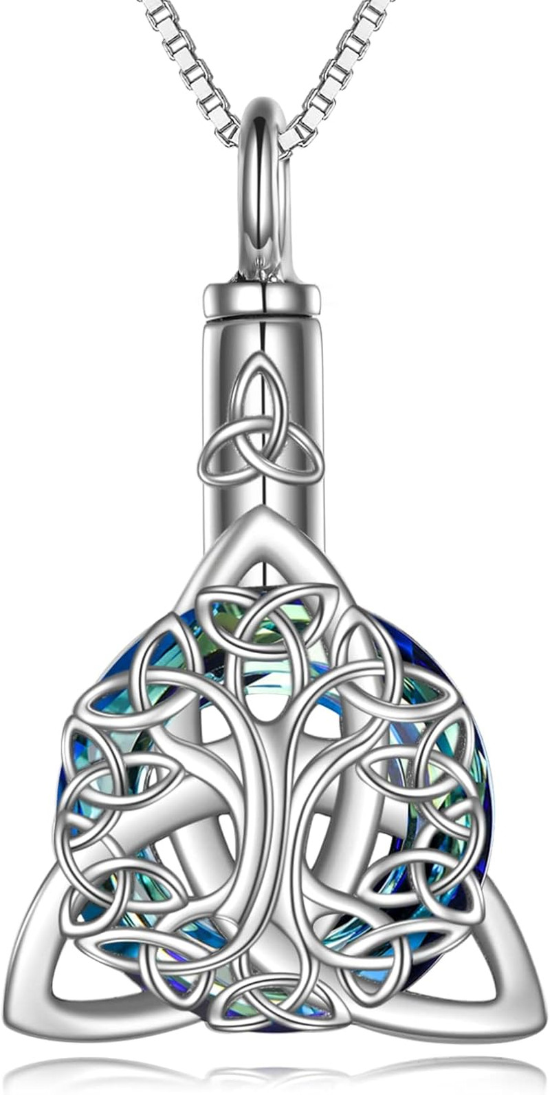 Celtic Knot Urn Necklace for Ashes Sterling Silver Keepsake Cremation Jewelry