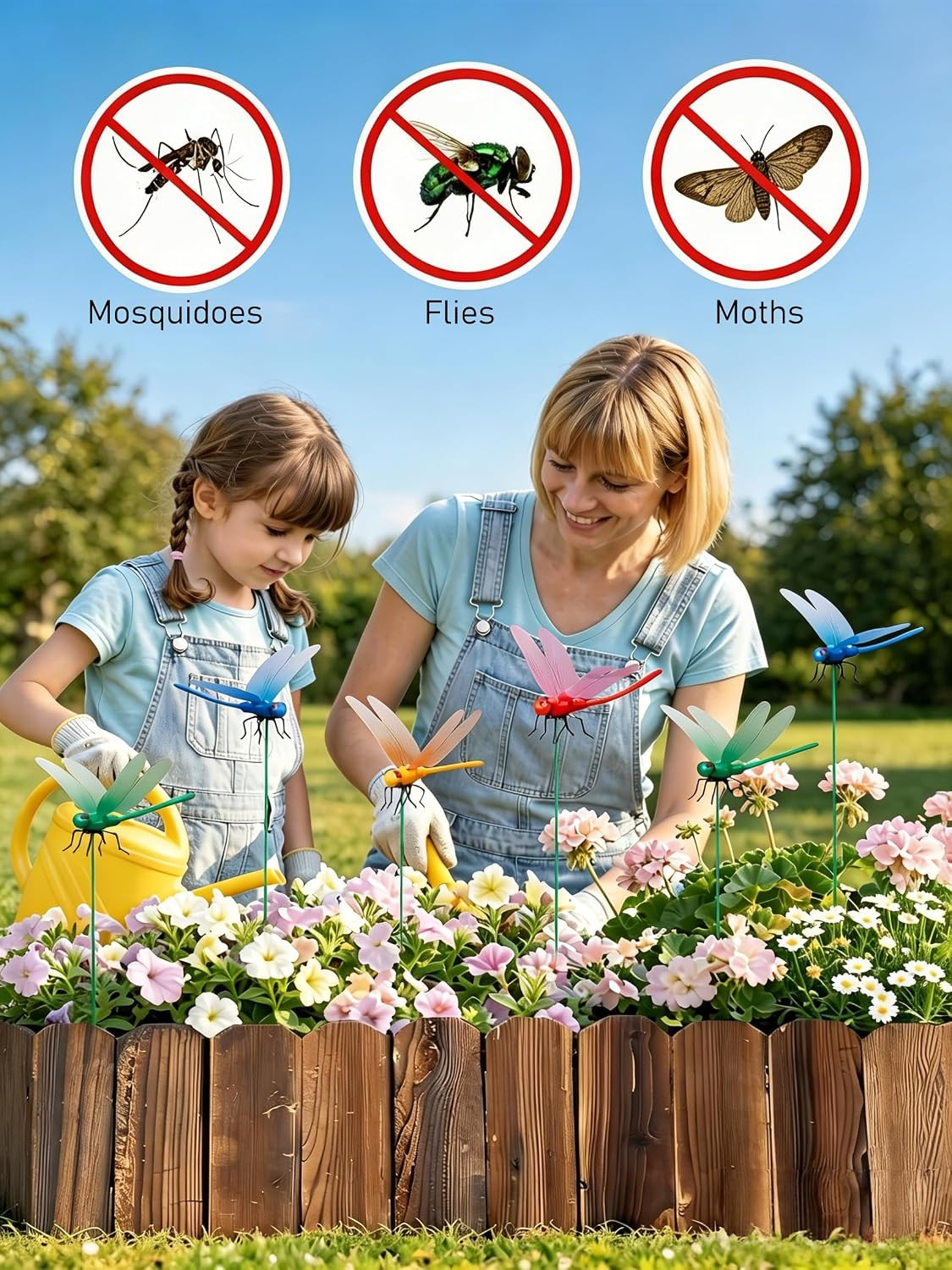 12 Pack Dragonfly Clips for Bugs Repellent, Fake Dragonflies with Stakes, Dragon