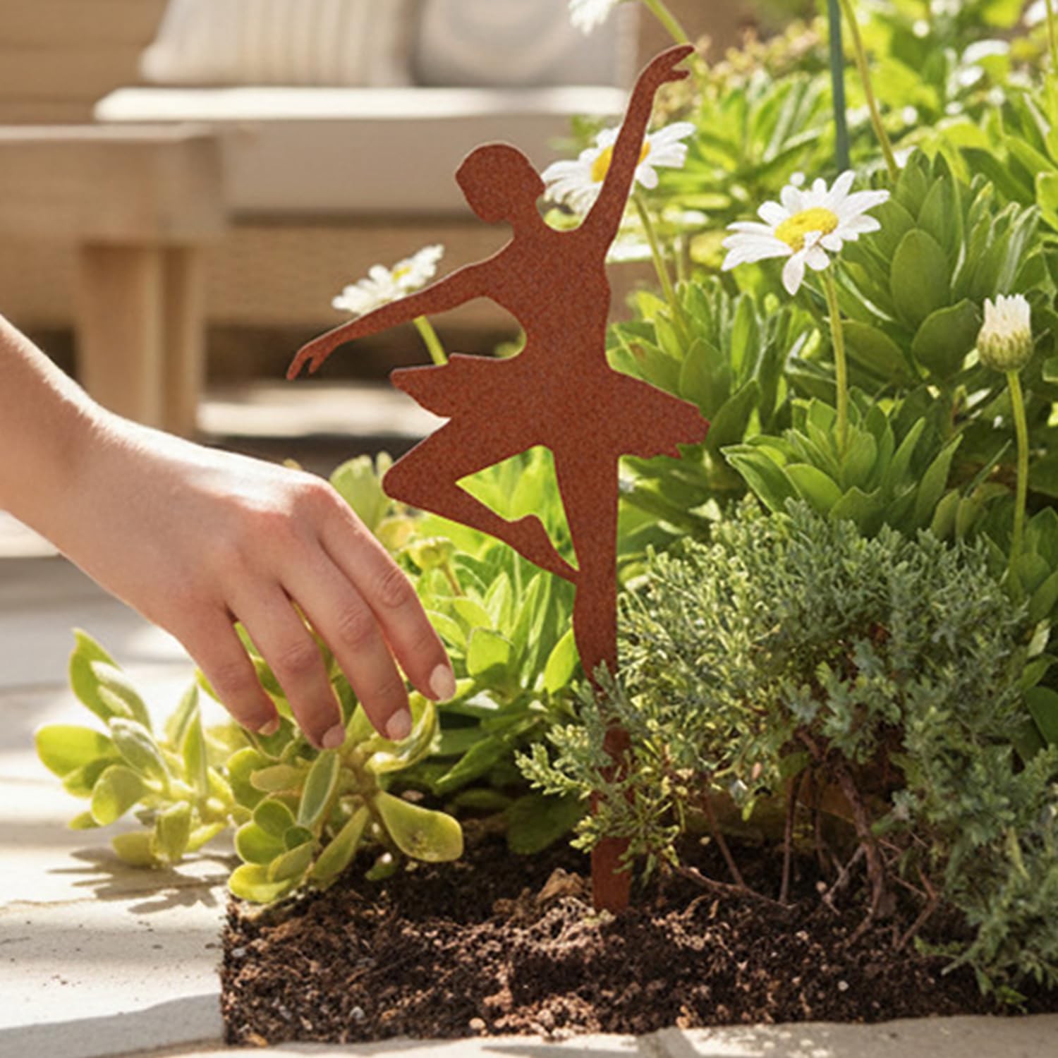 Ballerina Metal Garden Stake Powder-Coated Rust-Resistant Steel Plant Pick fo…